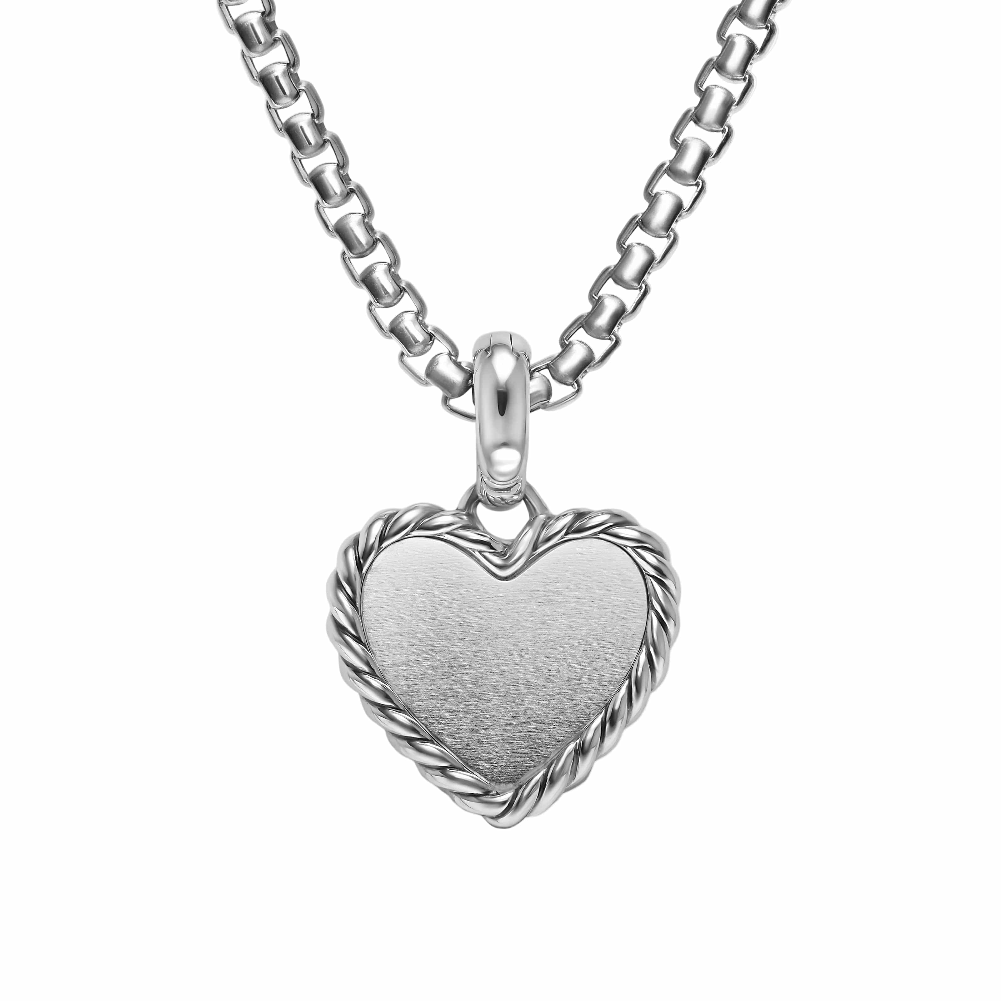 Pavé Heart Amulet Sterling Silver with Diamonds, 15.6mm - Image 4