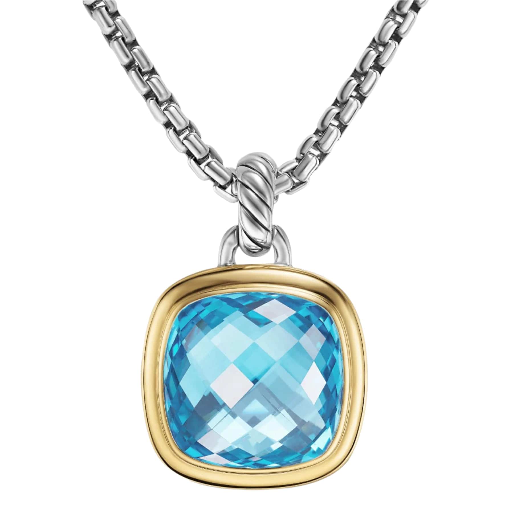 Albion® Pendant Sterling Silver with 18K Yellow Gold and Blue Topaz, 15mm - Image 2
