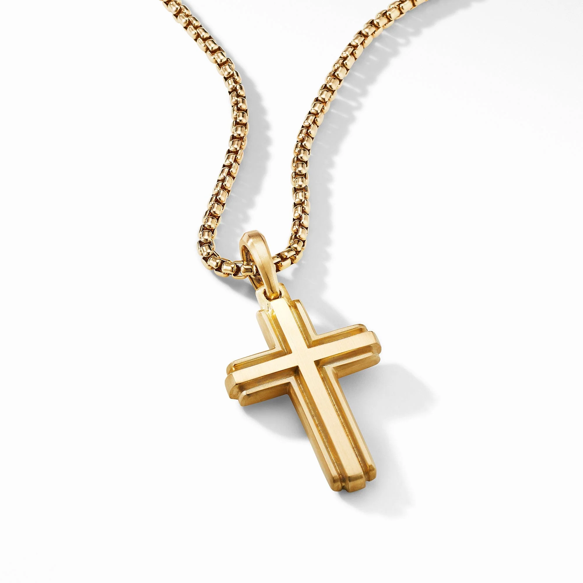Deco Cross Pendant in 18K Yellow Gold - Image 3