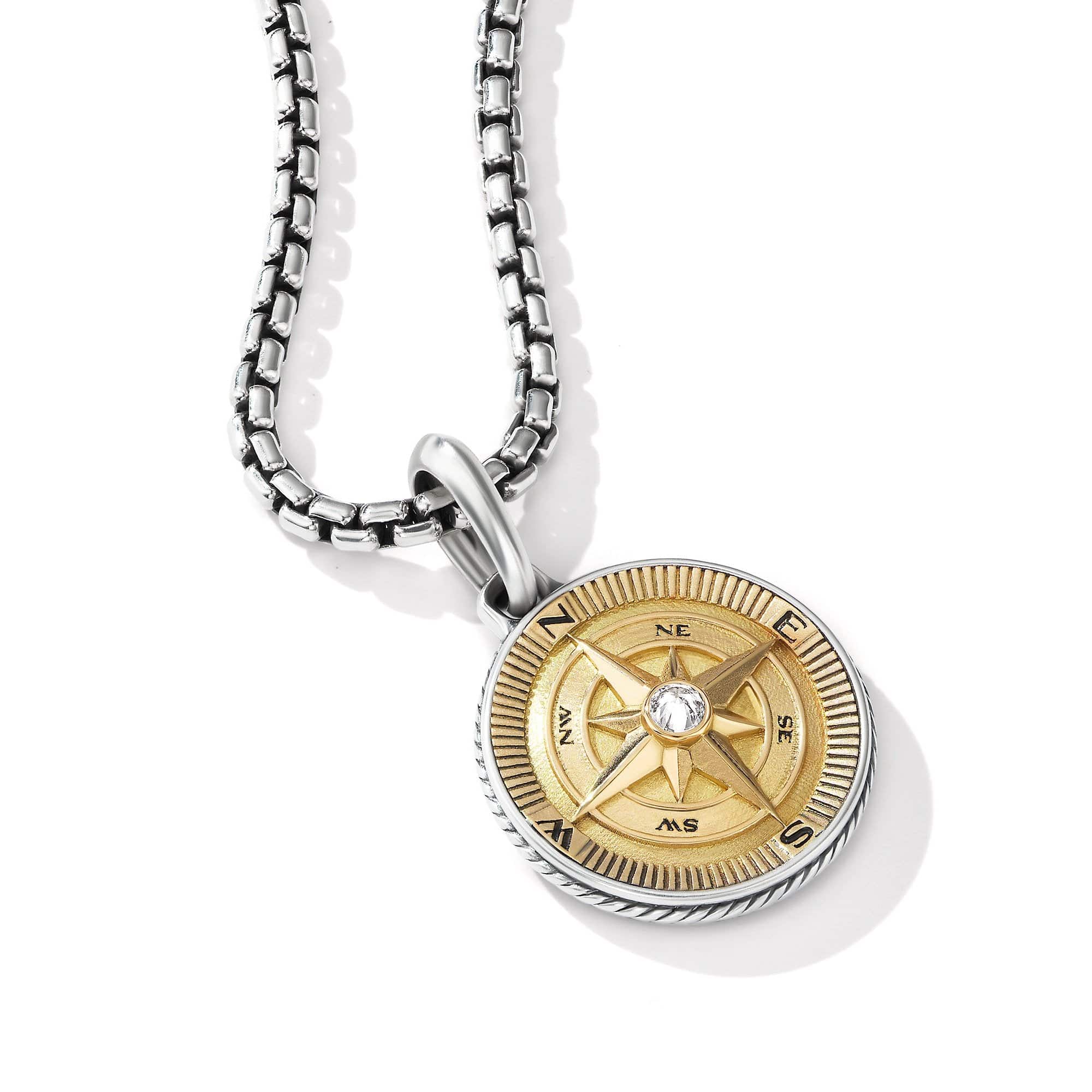 Maritime® Compass Amulet with 18K Yellow Gold and Center Diamond - Image 3