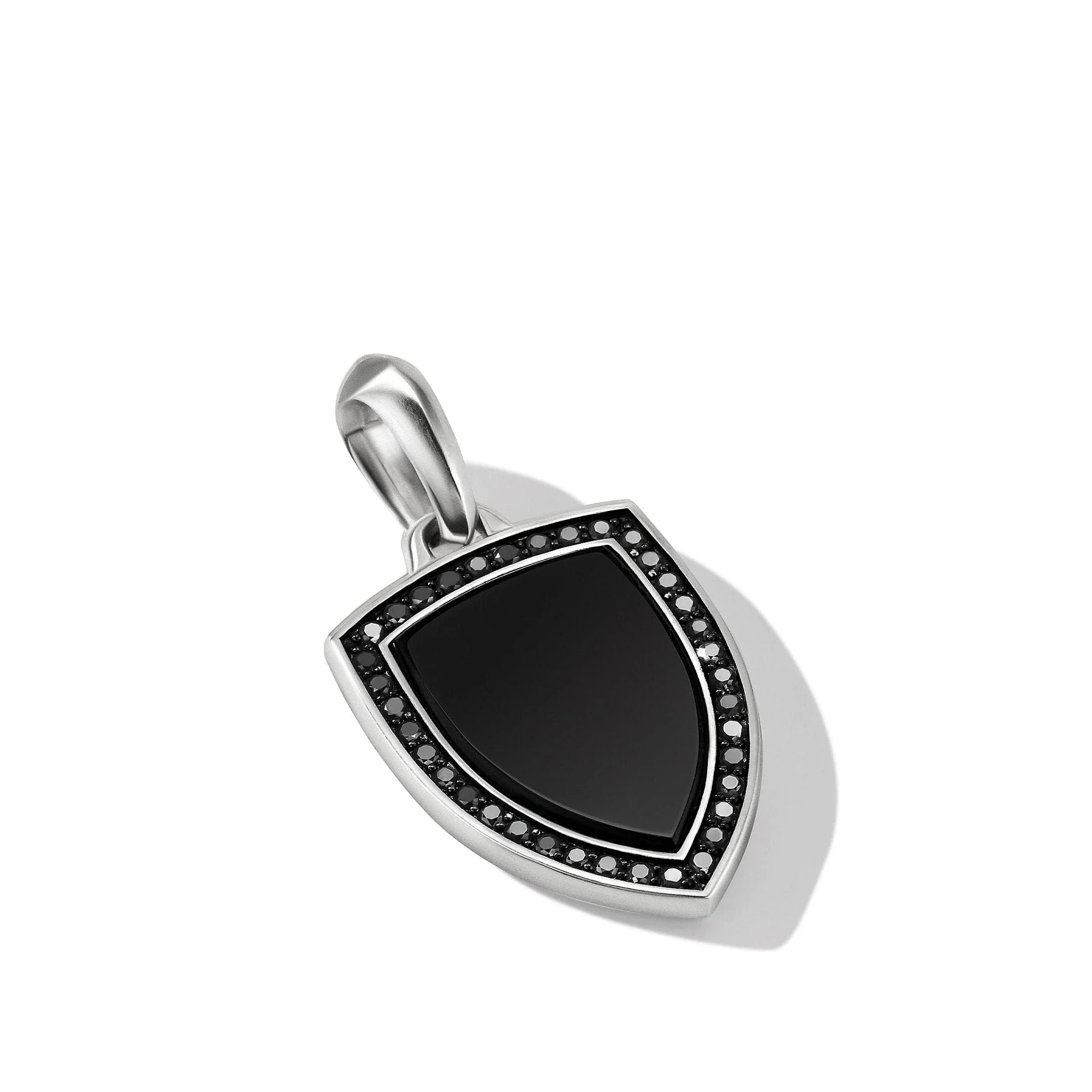 Shield Amulet in Sterling Silver with Black Onyx and Pavé Black Diamonds - Image 3