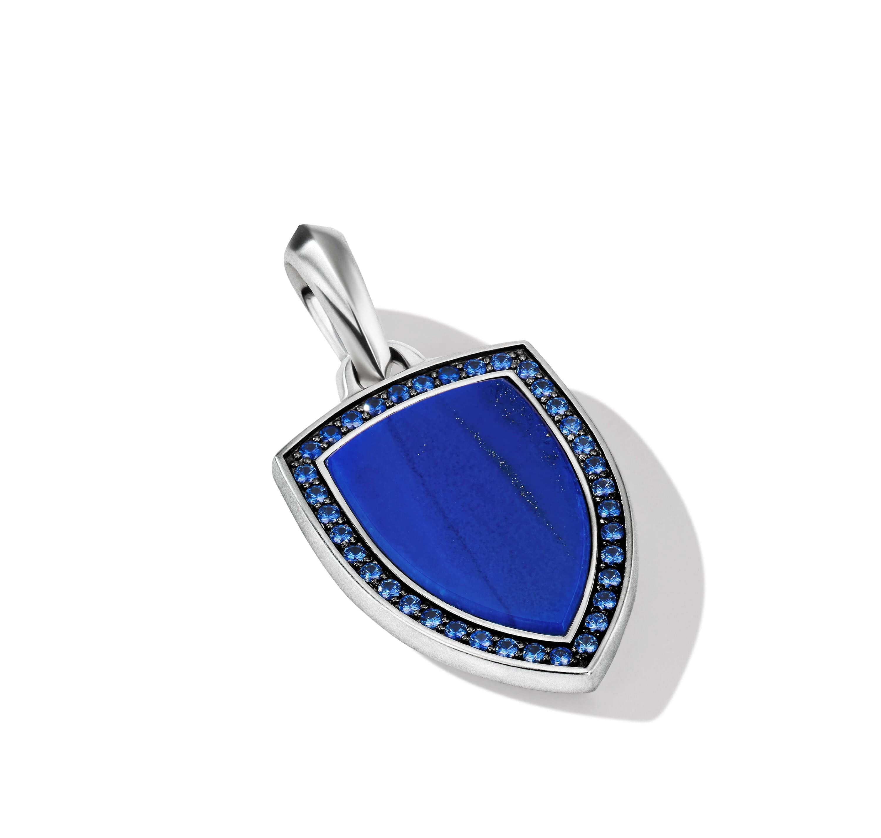 Shield Amulet in Sterling Silver with Lapis and Pavé Sapphires - Image 3