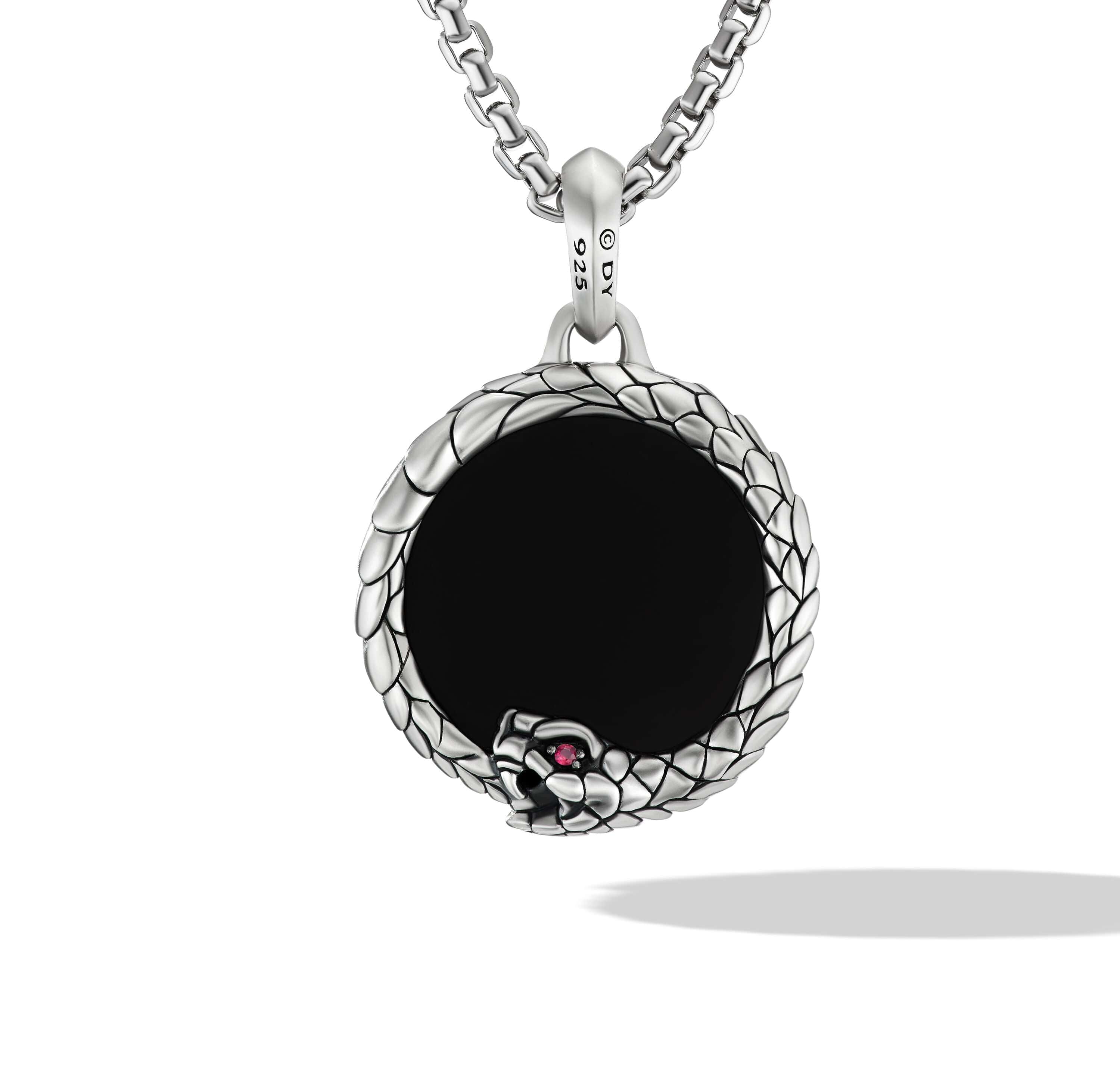 Cairo Ouroboros Amulet in Sterling Silver with Black Onyx and Ruby - Image 2
