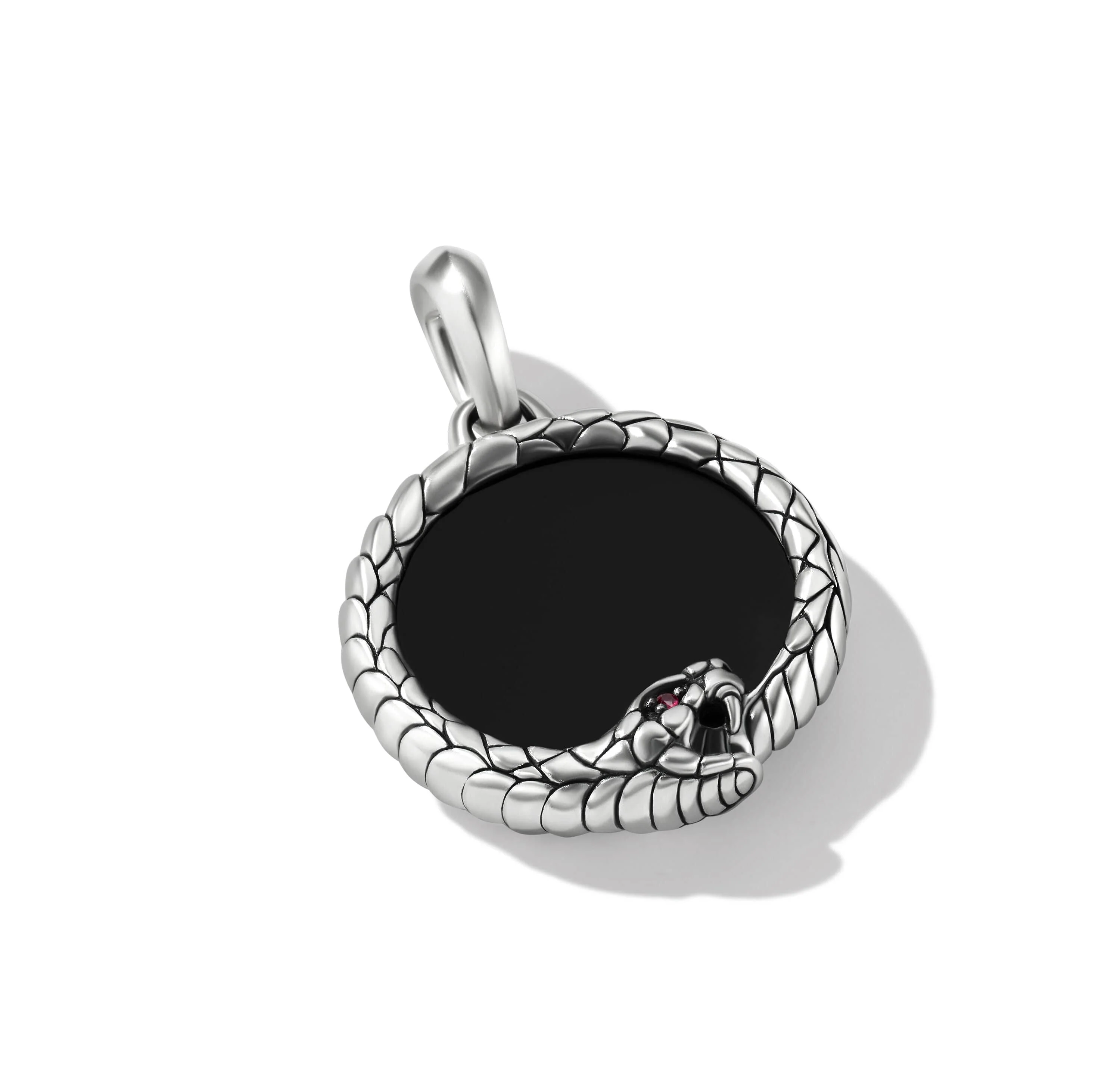 Cairo Ouroboros Amulet in Sterling Silver with Black Onyx and Ruby - Image 3