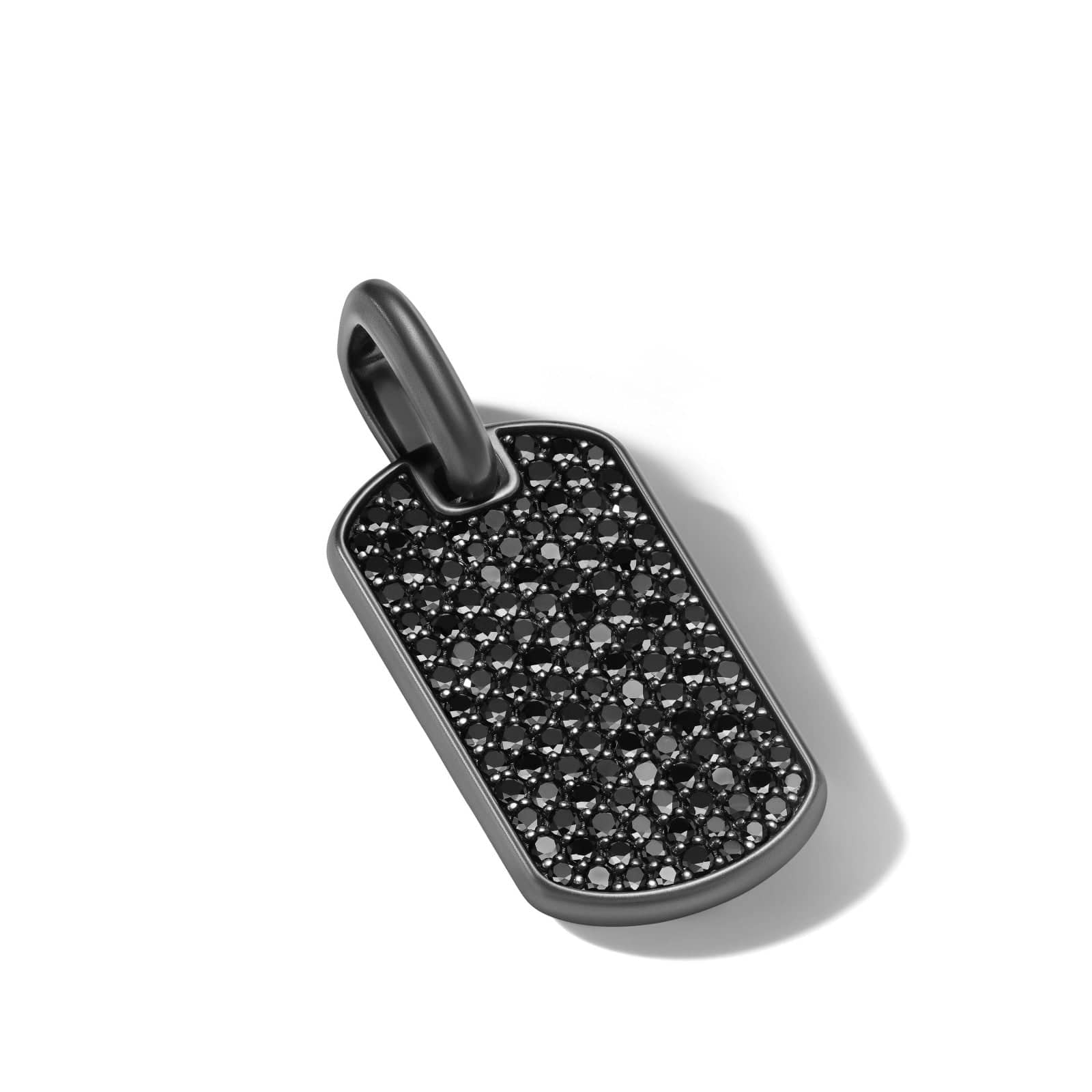 Chevron Tag in Black Titanium with Sterling Silver and Black Diamonds, 27mm - Image 3