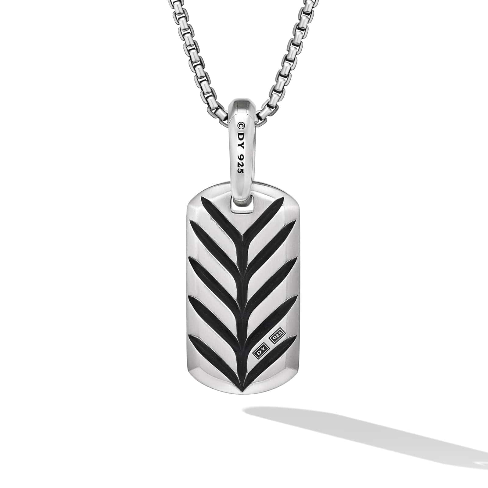 Chevron Tag in Sterling Silver with Black Onyx, 21mm - Image 2