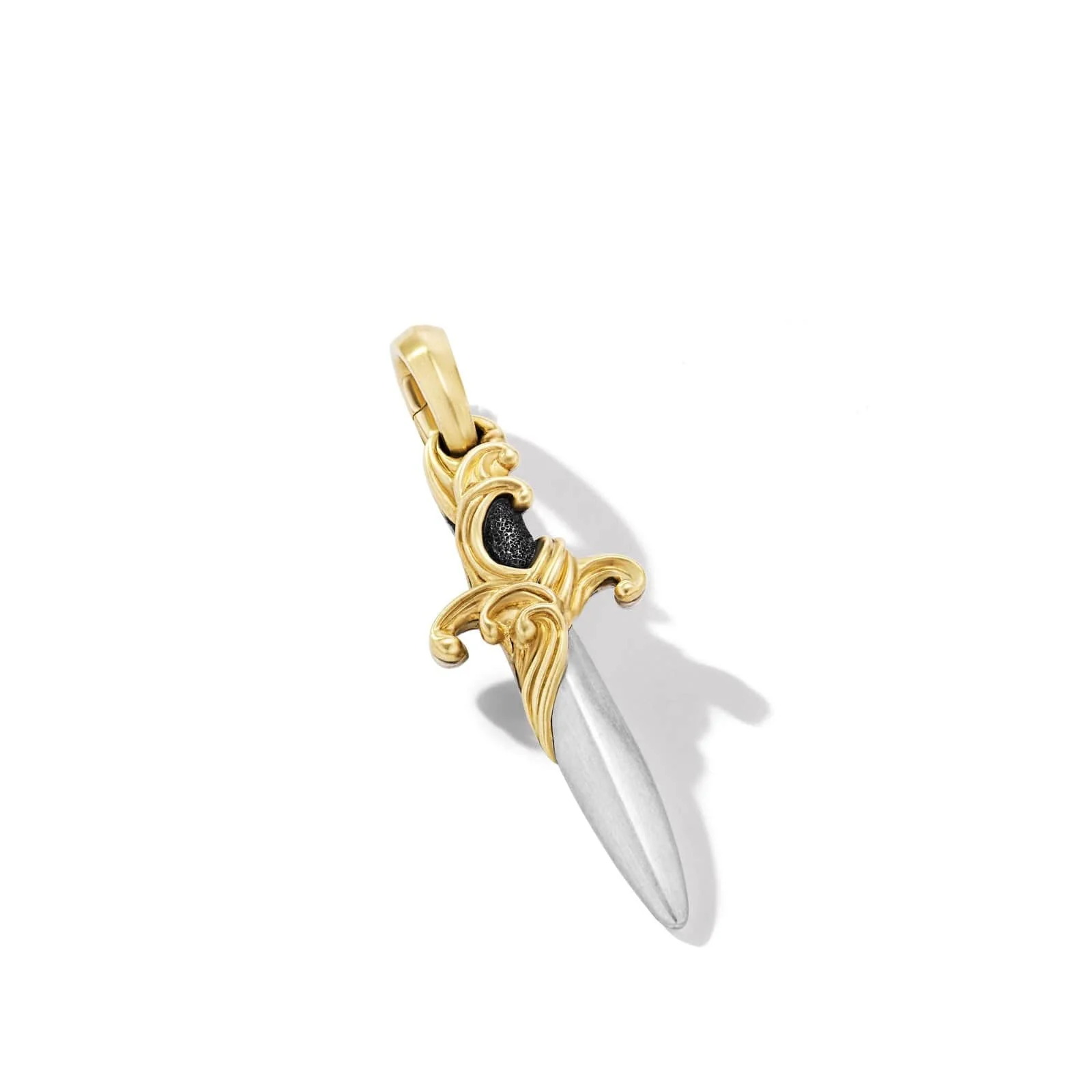Waves Dagger Amulet in Sterling Silver with 18K Yellow Gold with Diamonds, 31mm - Image 3