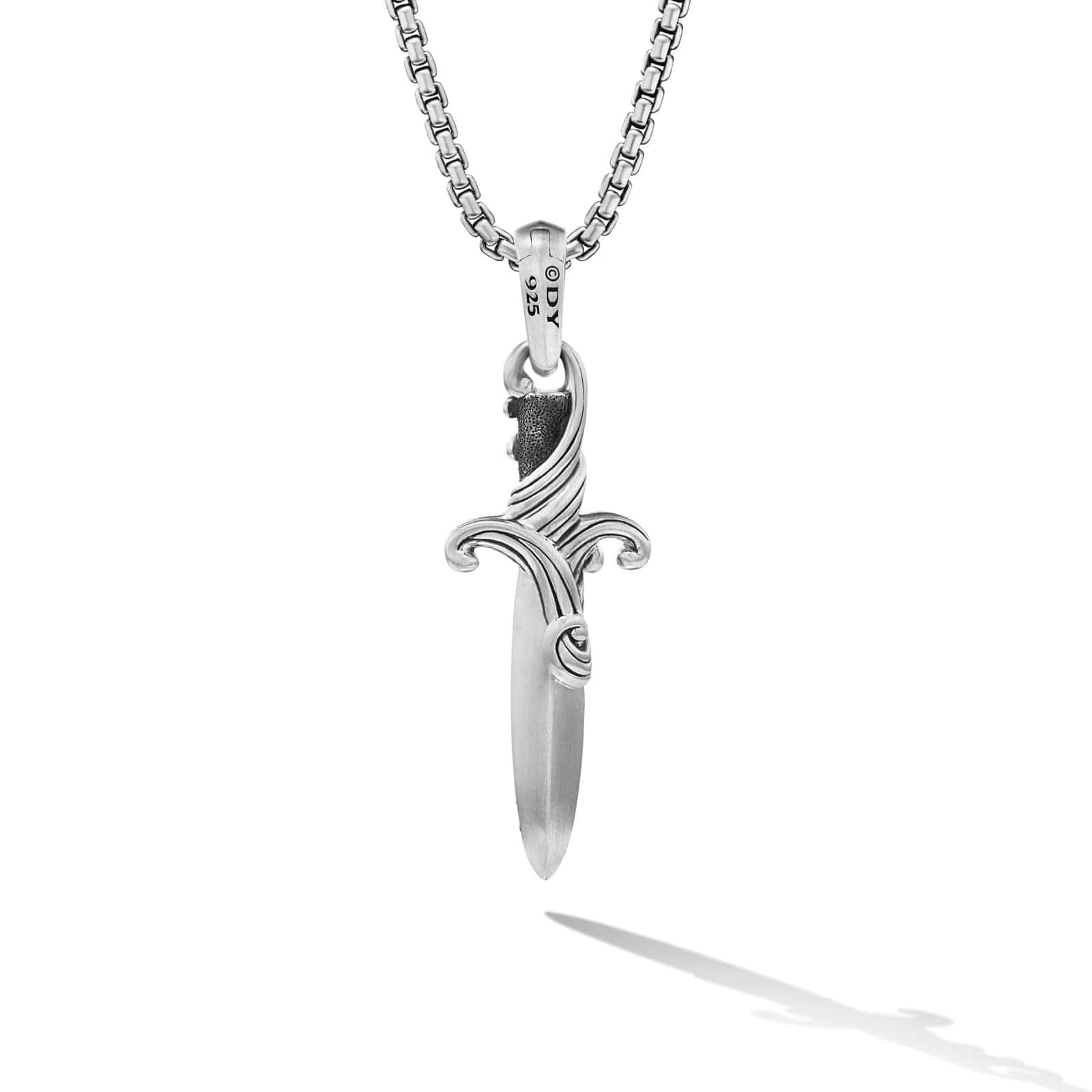 Waves Dagger Amulet in Sterling Silver with Black Diamonds, 31mm - Image 2