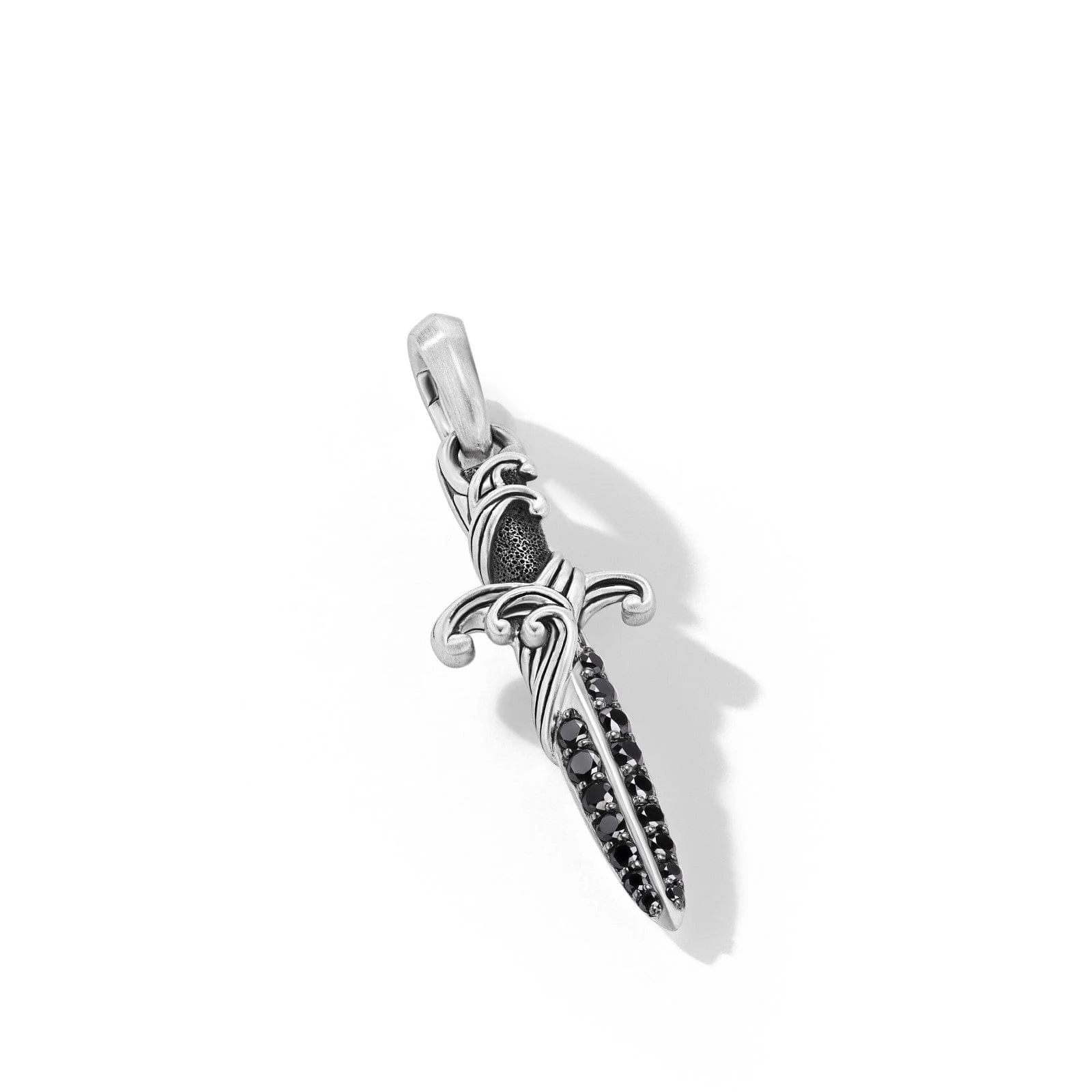 Waves Dagger Amulet in Sterling Silver with Black Diamonds, 31mm - Image 3