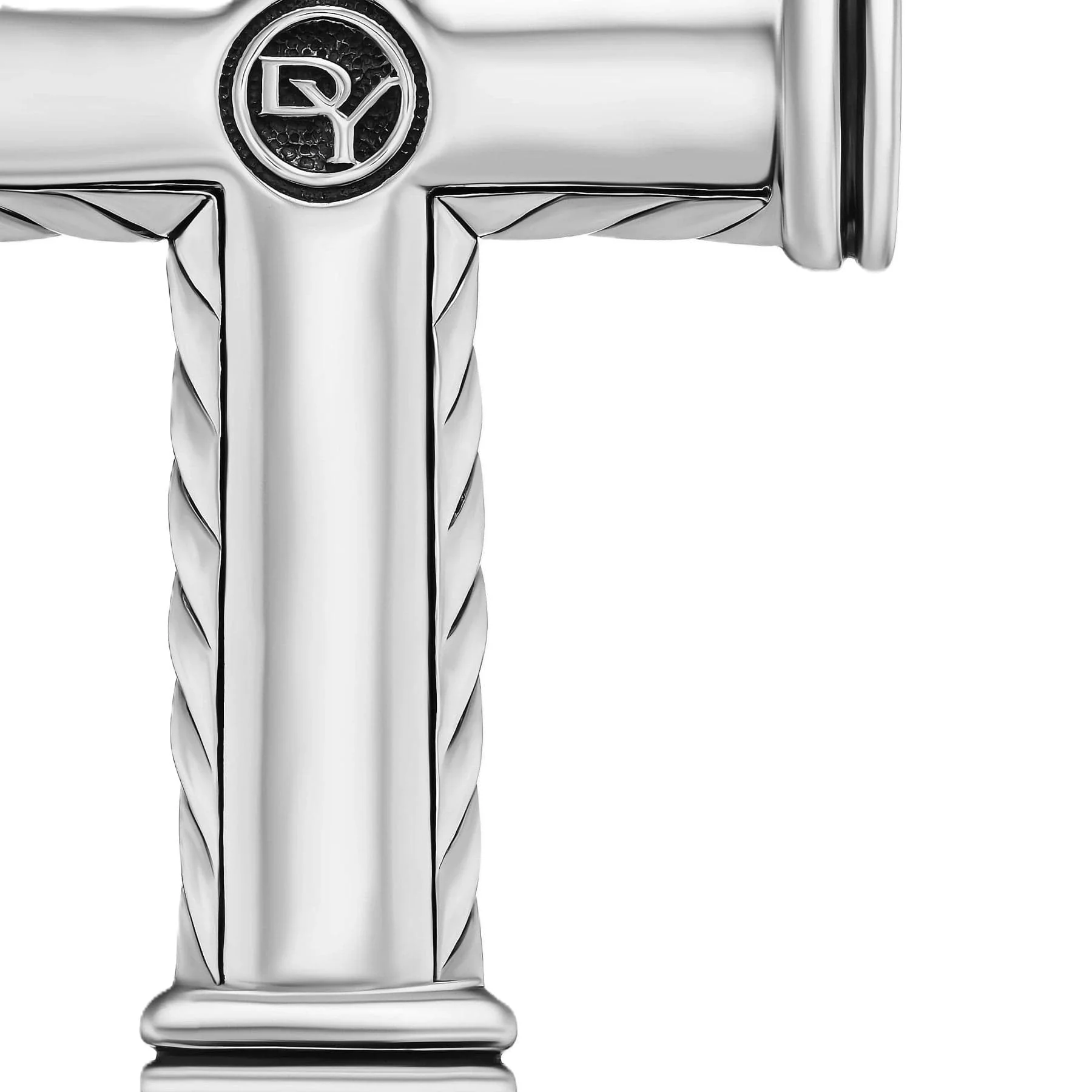 Chevron Cross Pendant Sterling Silver with Diamonds, 41.5mm - Image 3