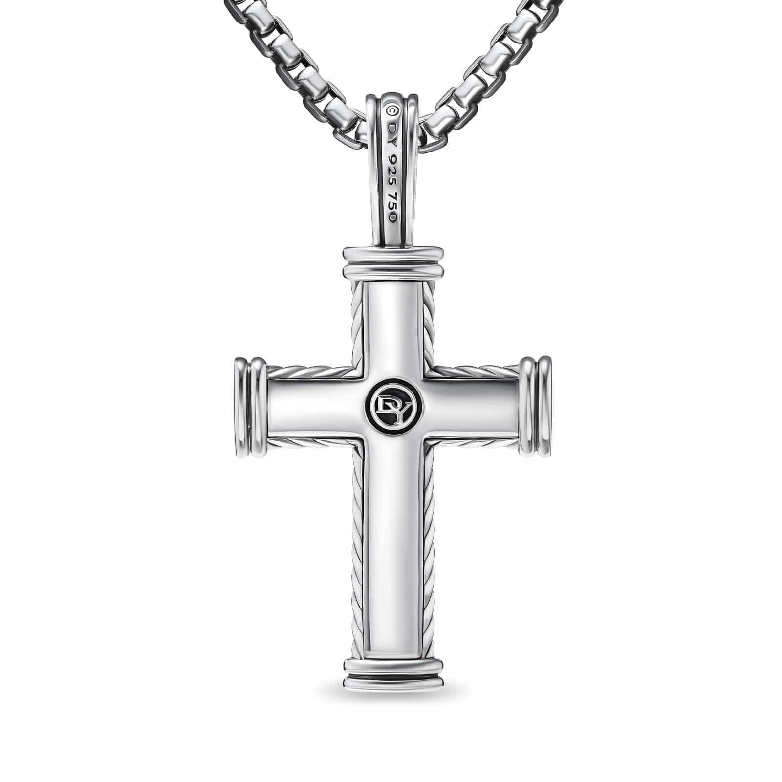 Chevron Cross Pendant Sterling Silver with 18K Yellow Gold, 33mm - Image 2