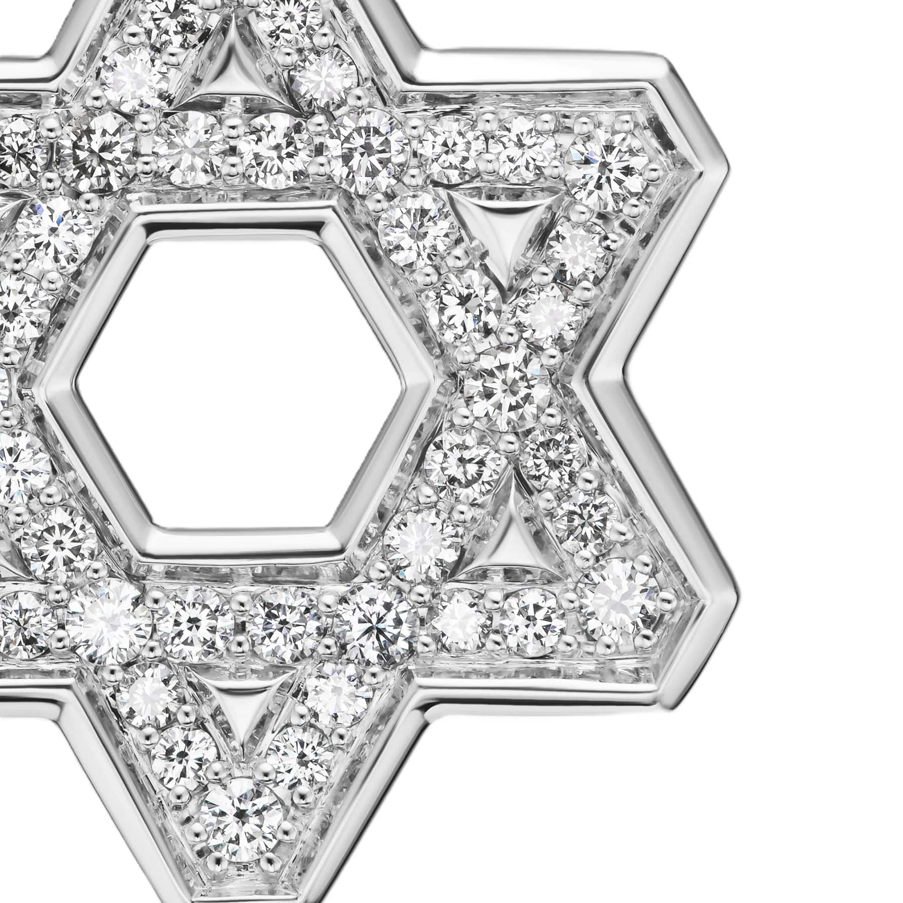 Star of David Pendant Sterling Silver with Diamonds, 25mm - Image 2