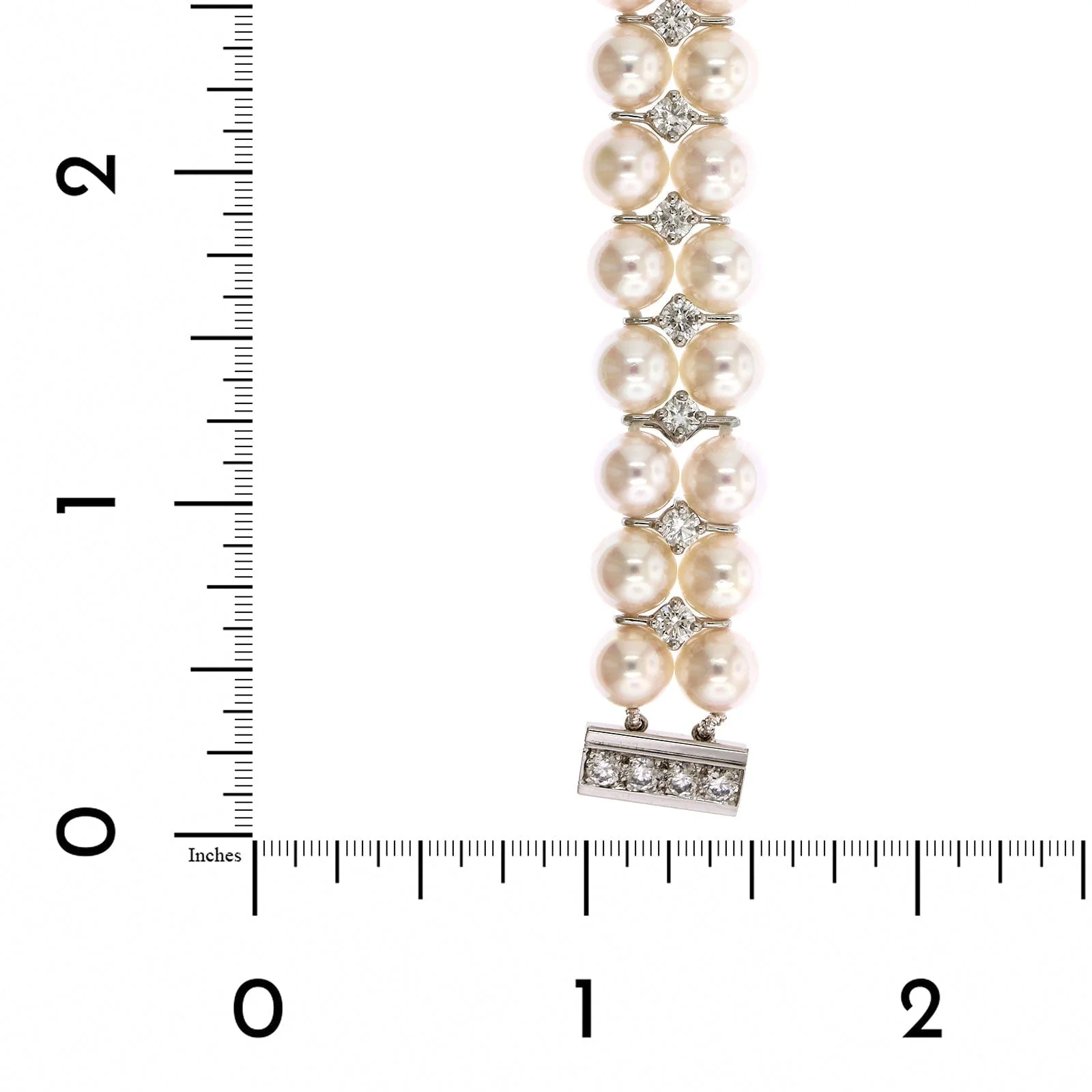 Oscar Heyman Platinum Double Row Akoya Pearl and Diamond Bracelet - Image 3