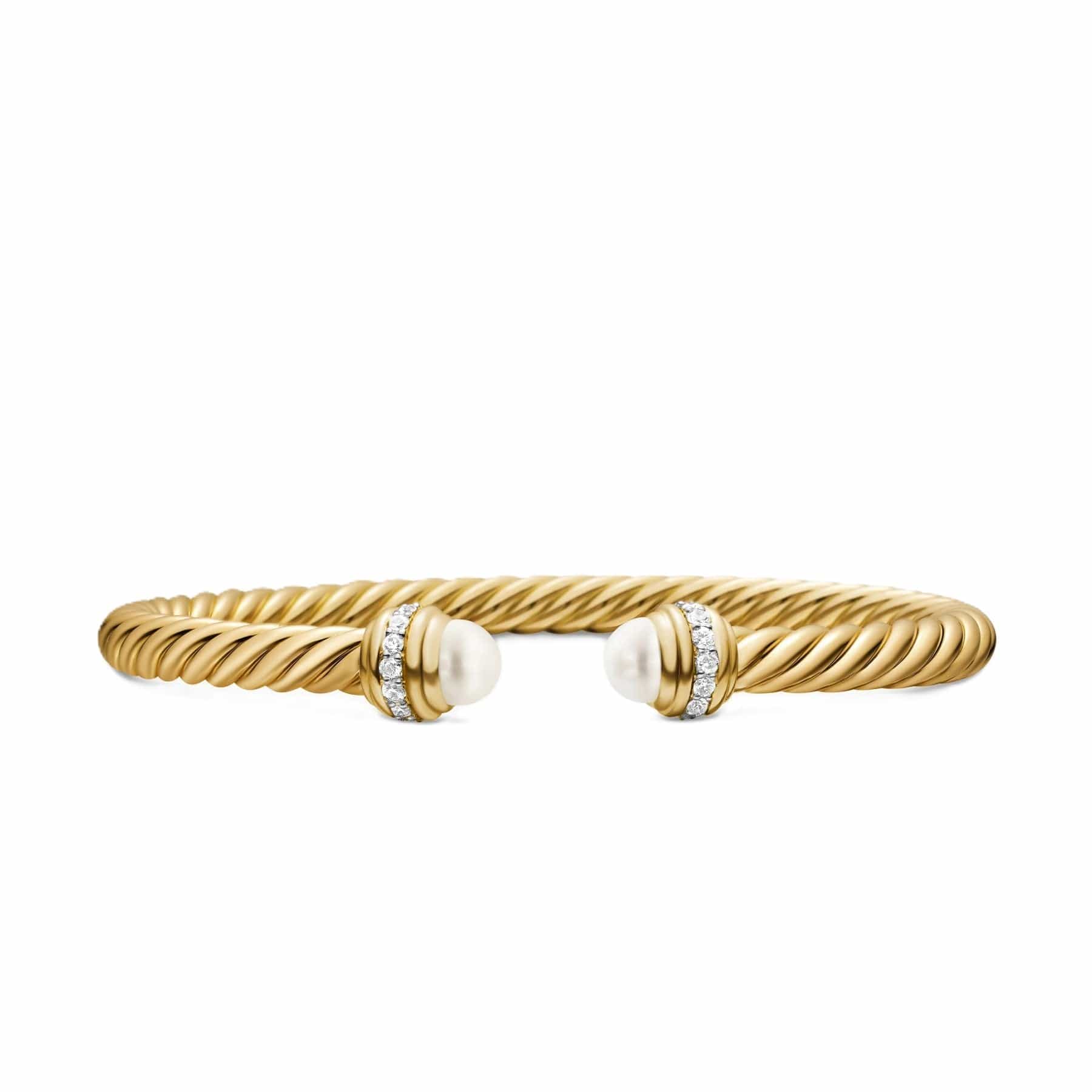Classic Cablespira® Bracelet 18K Yellow Gold with Pearls and Diamonds, 5mm