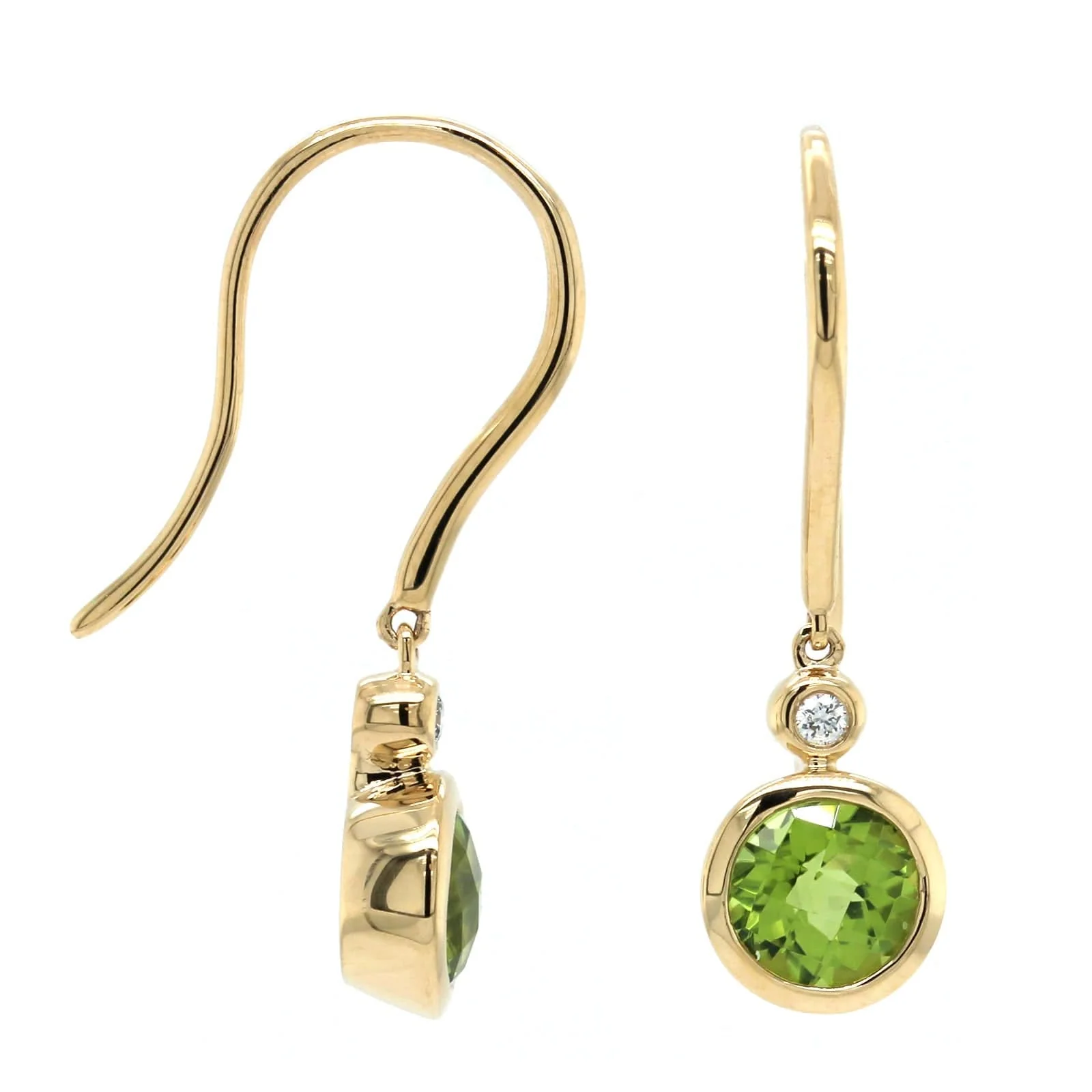 14K Yellow Gold Peridot Drop Earrings