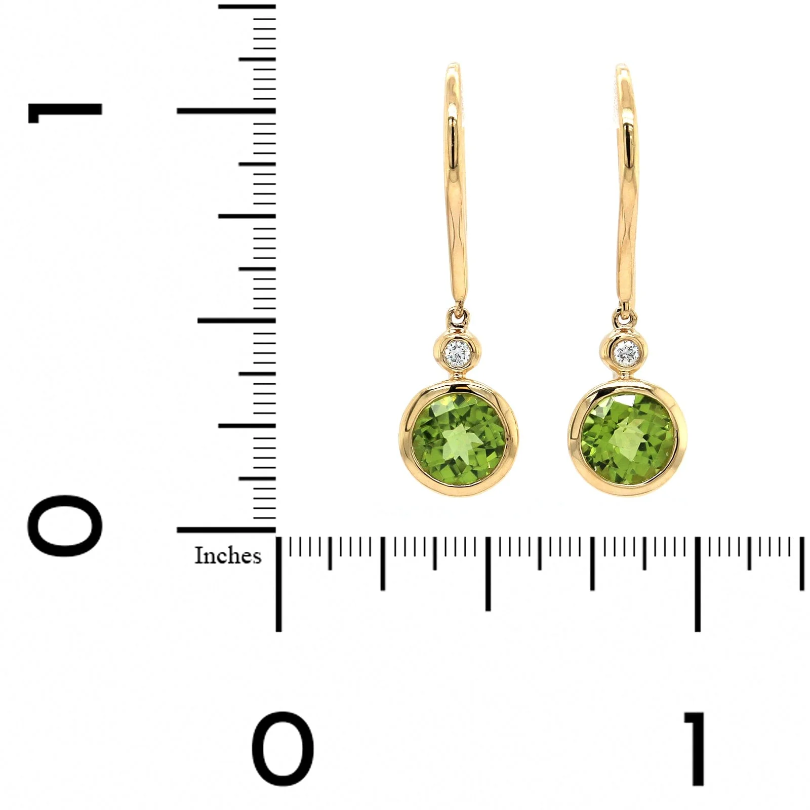 14K Yellow Gold Peridot Drop Earrings - Image 2