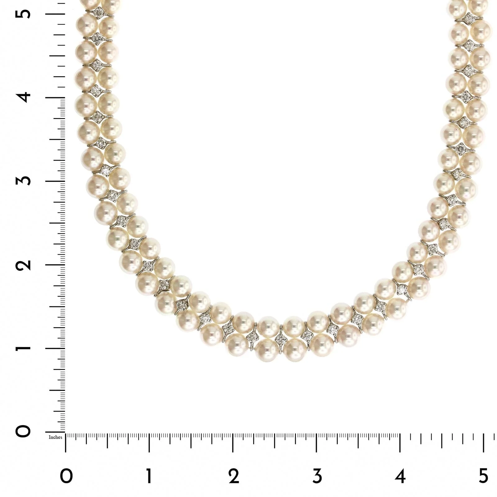 Oscar Heyman Platinum Double Row Akoya Pearl and Diamond Necklace - Image 3