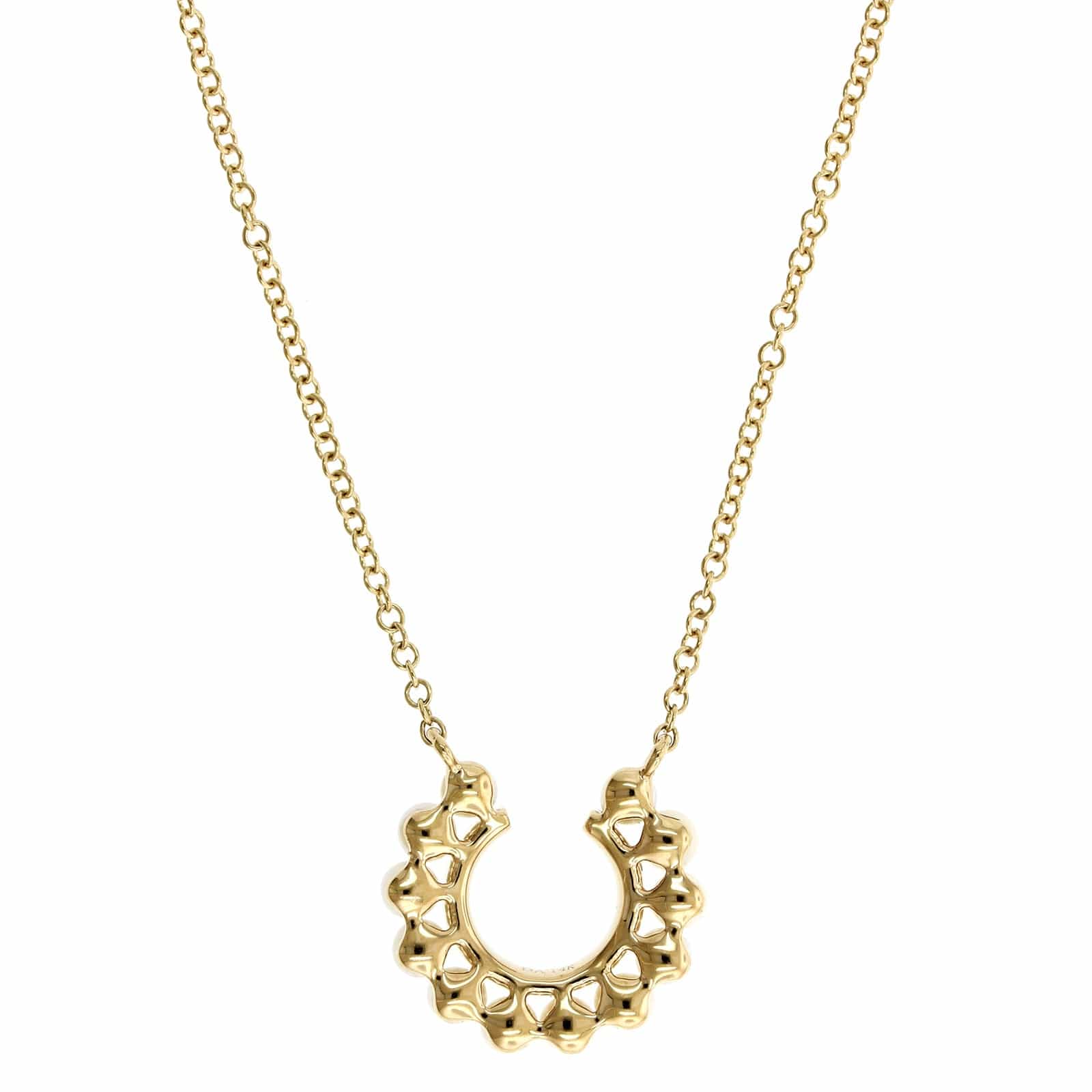 14K Yellow Gold Open Circle Diamond & Pearl Necklace - Image 3