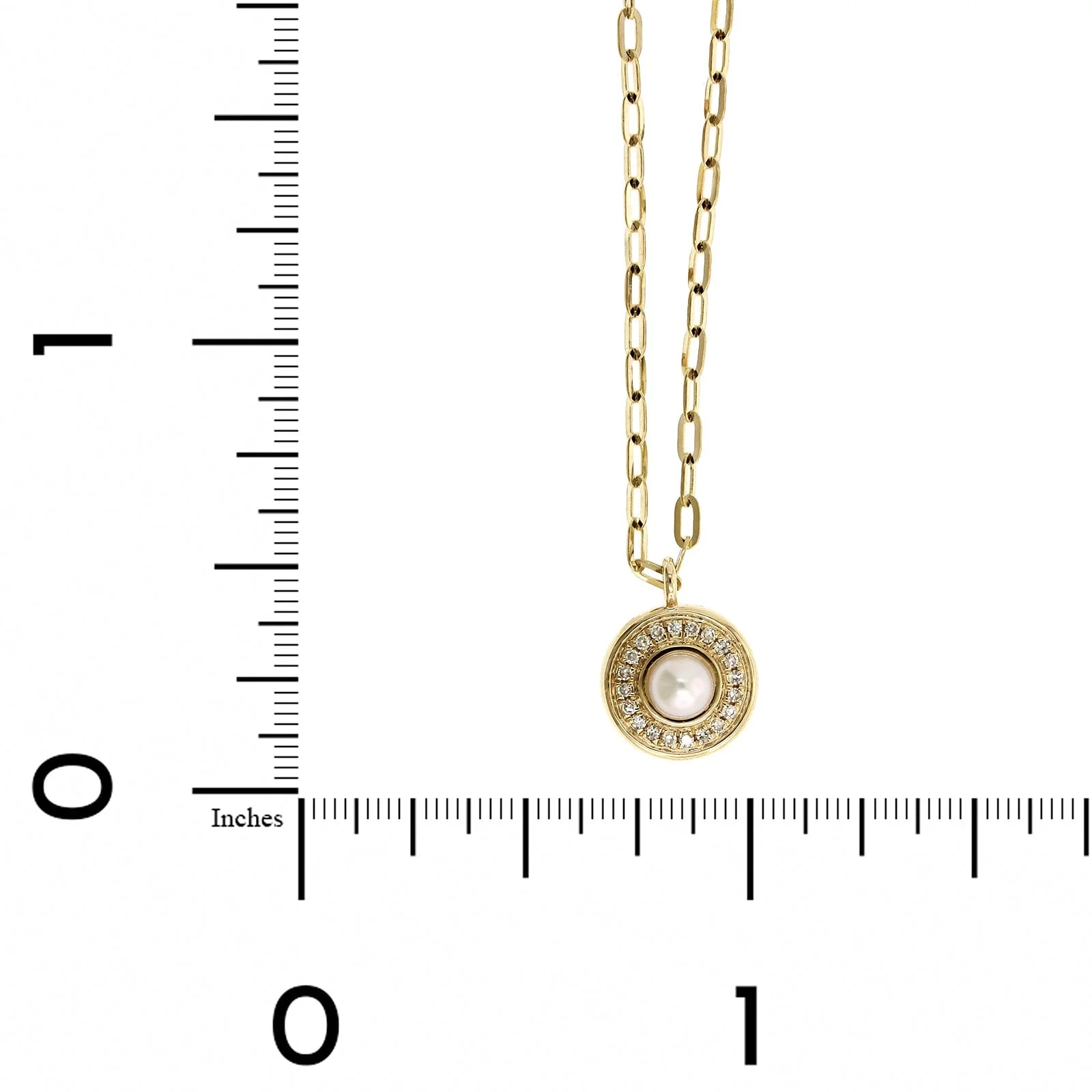 14K Yellow Gold Pearl & Diamond Halo Necklace - Image 5