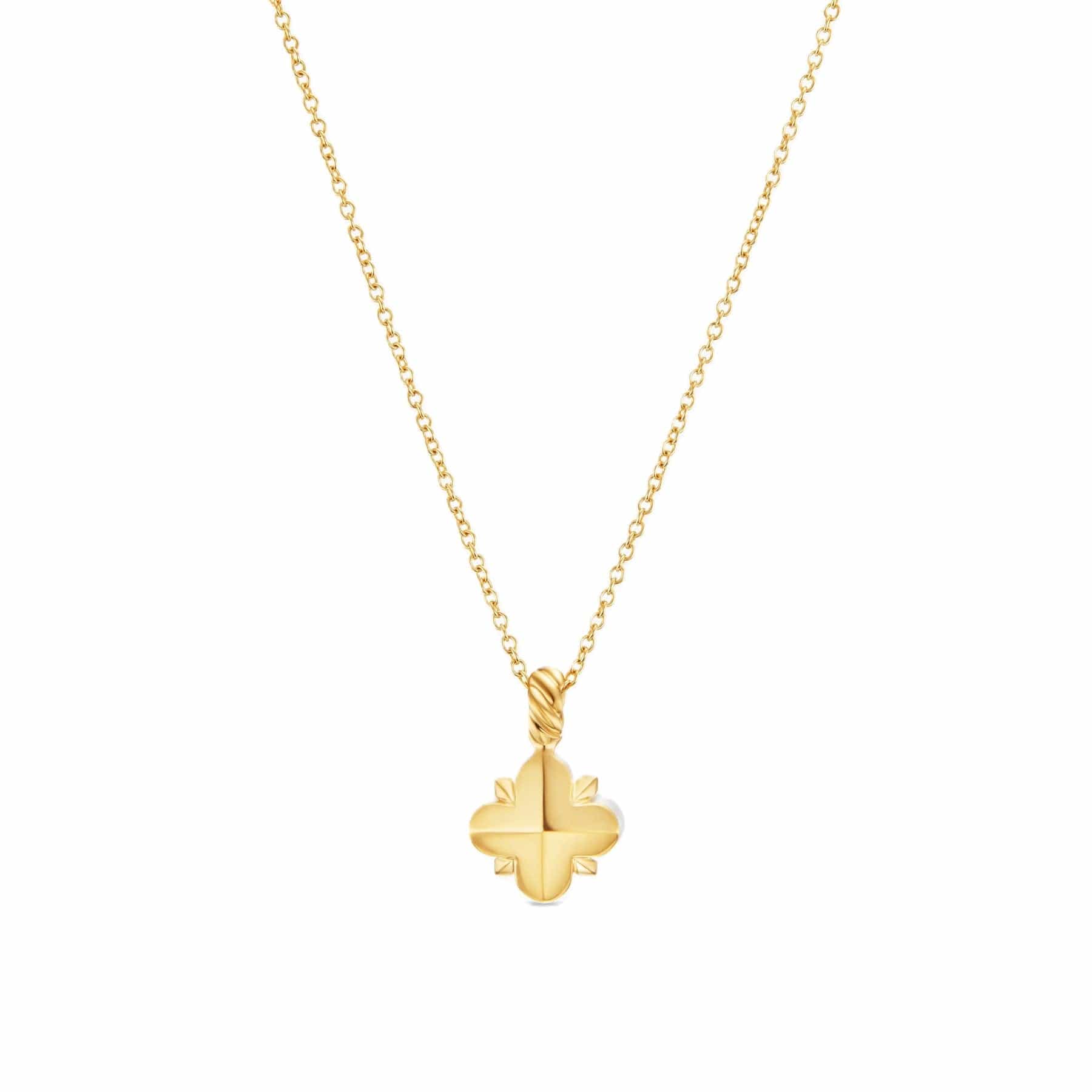 Petite Modern Renaissance Pearl Pendant Necklace 18K Yellow Gold with Pearls and Center Diamond, 7.3mm - Image 2