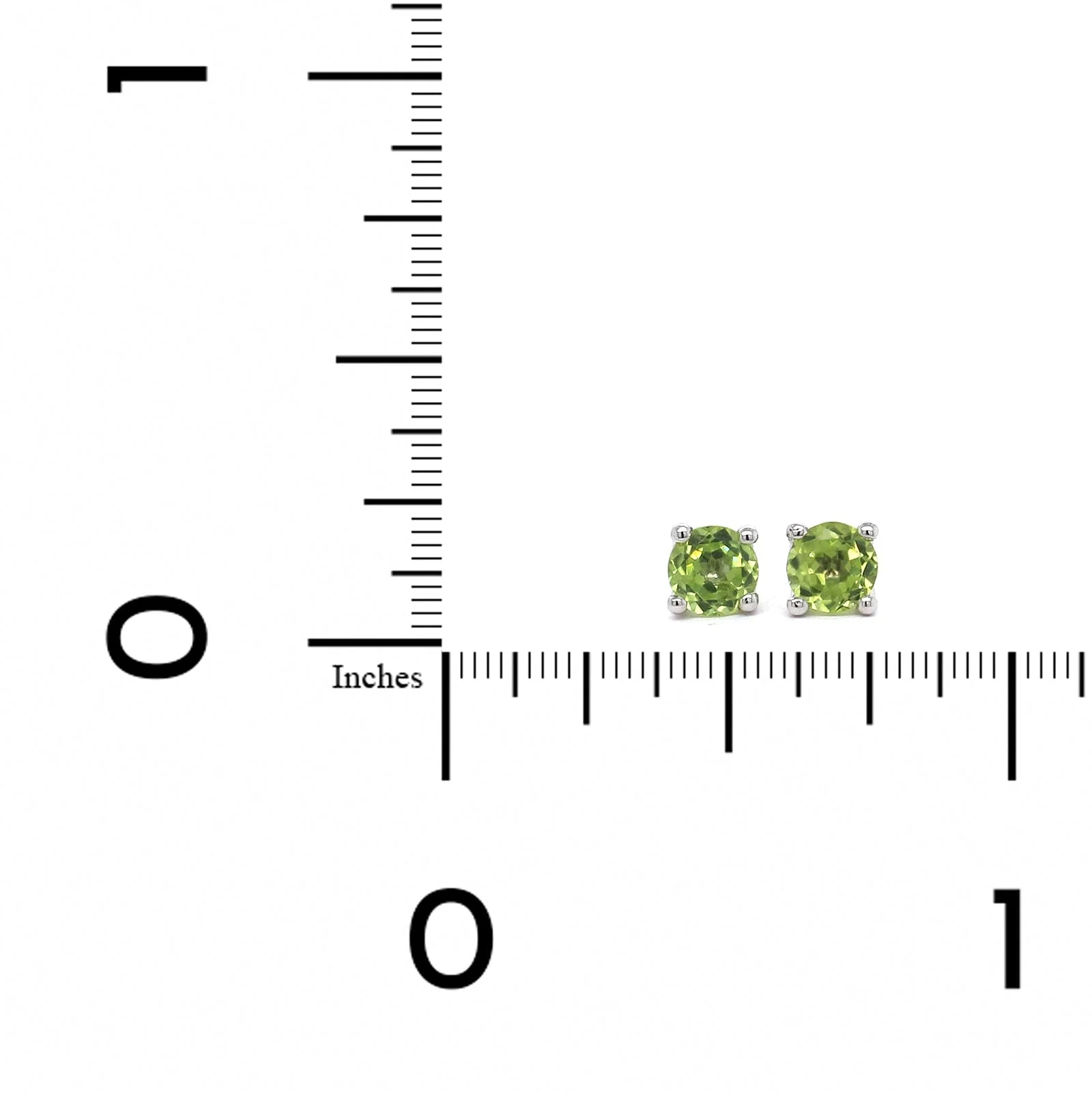 14K White Gold Round Peridot Stud Earrings - Image 2
