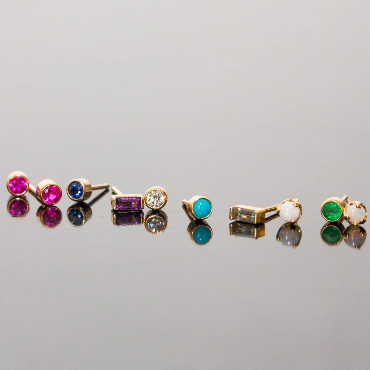 14K Yellow Gold Peridot Stud Earrings - Image 2