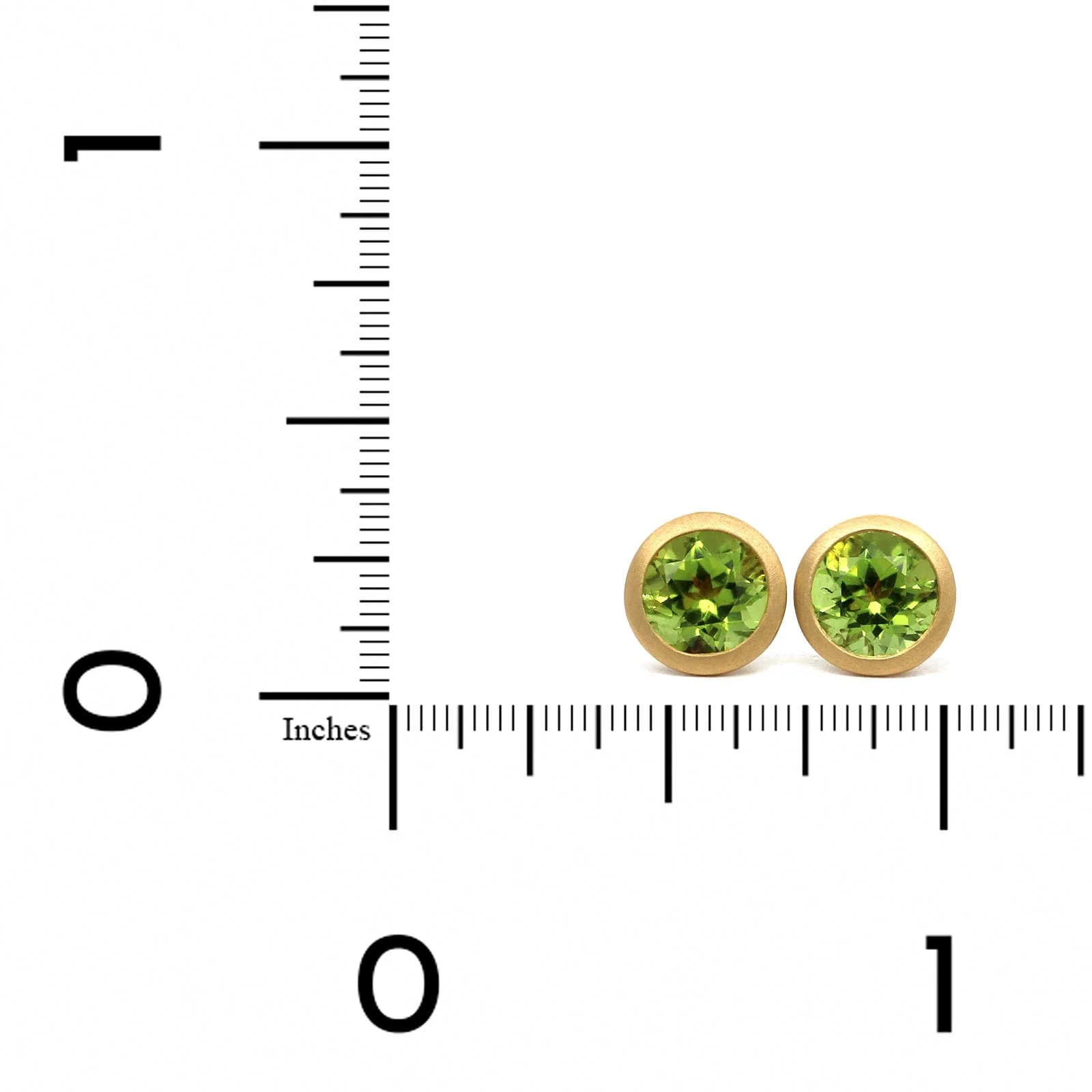 18K Yellow Gold Peridot Stud Earrings - Image 2