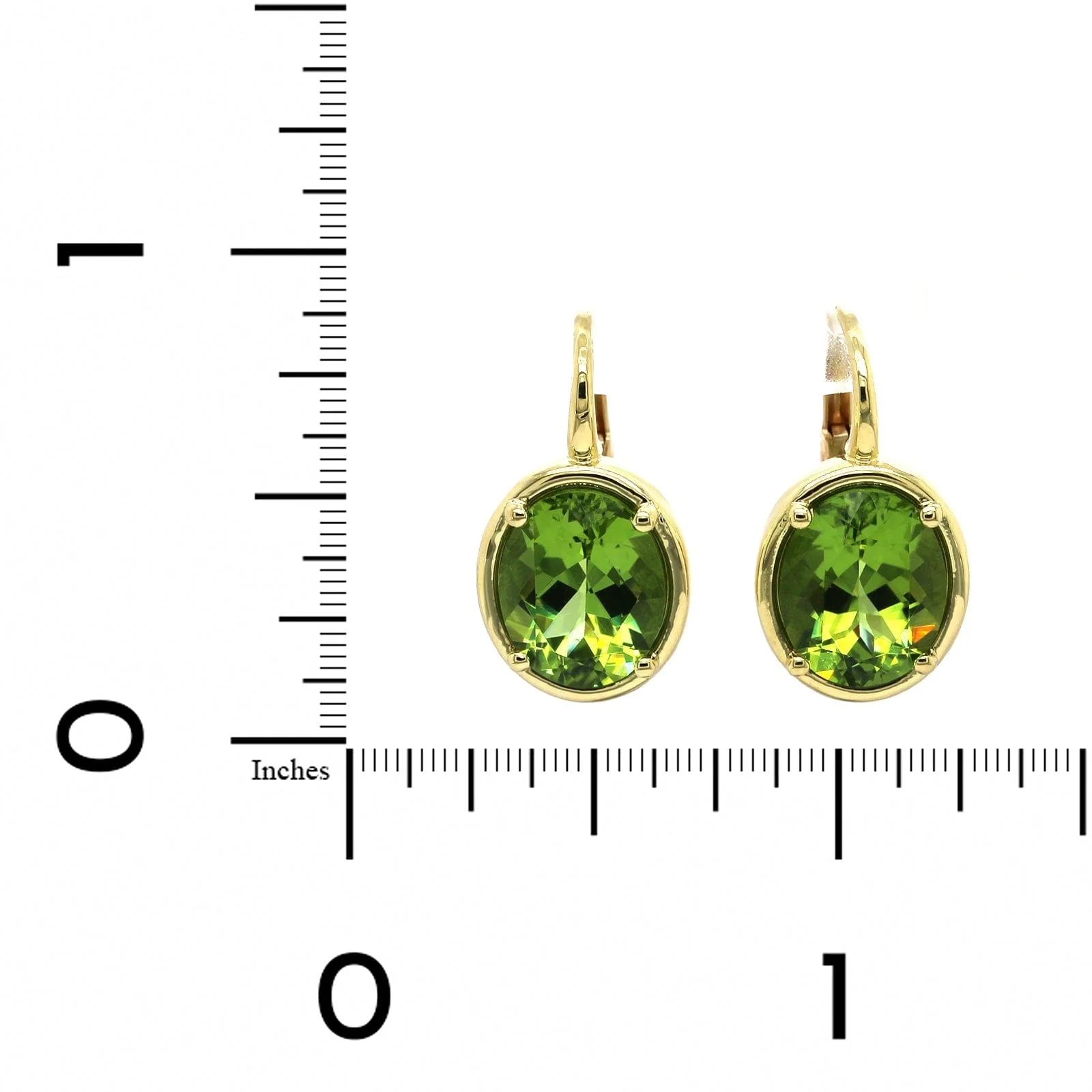 18K Yellow Gold Oval Peridot Earrings - Image 2