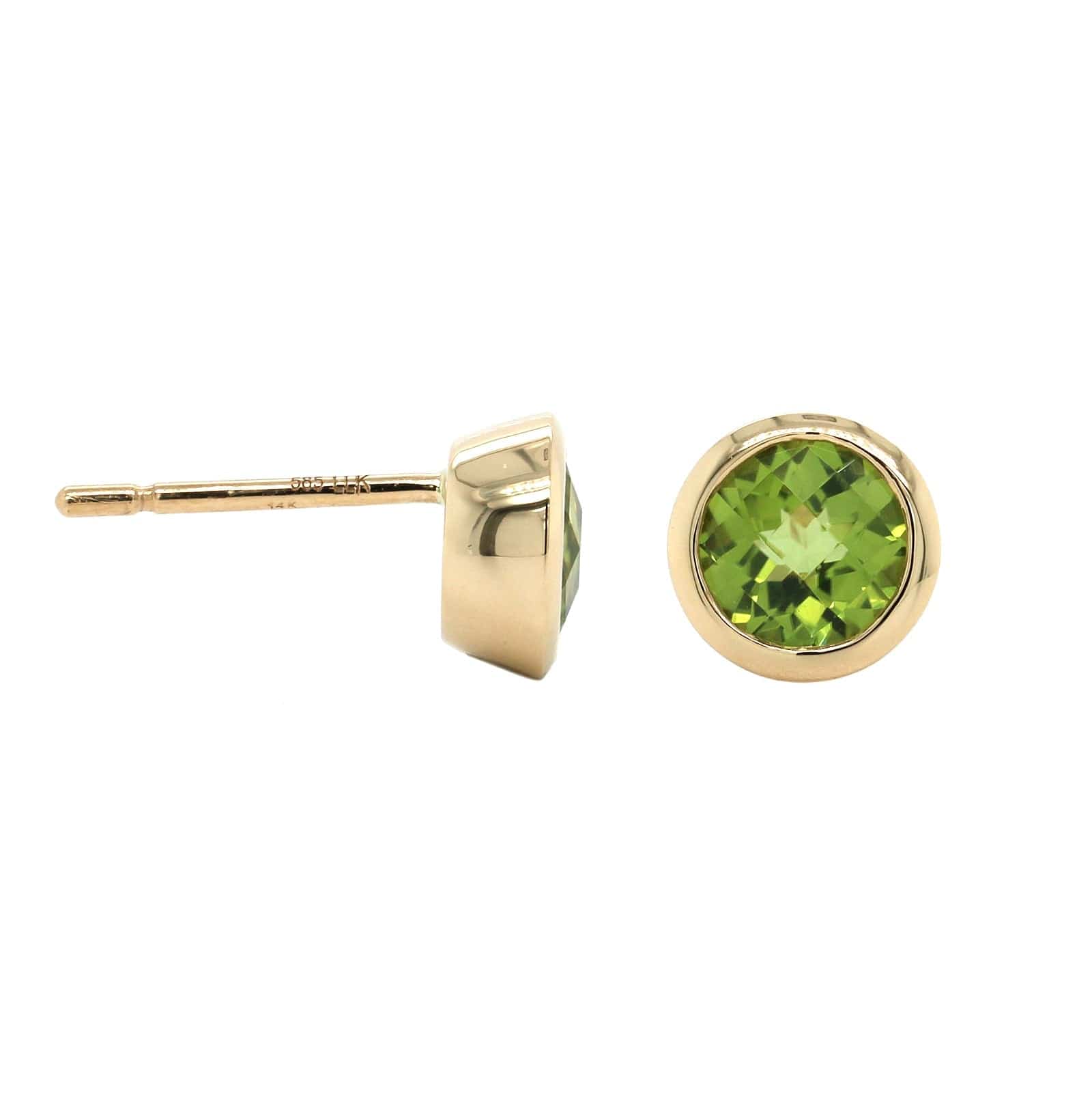 14K Yellow Gold Peridot Stud Earrings