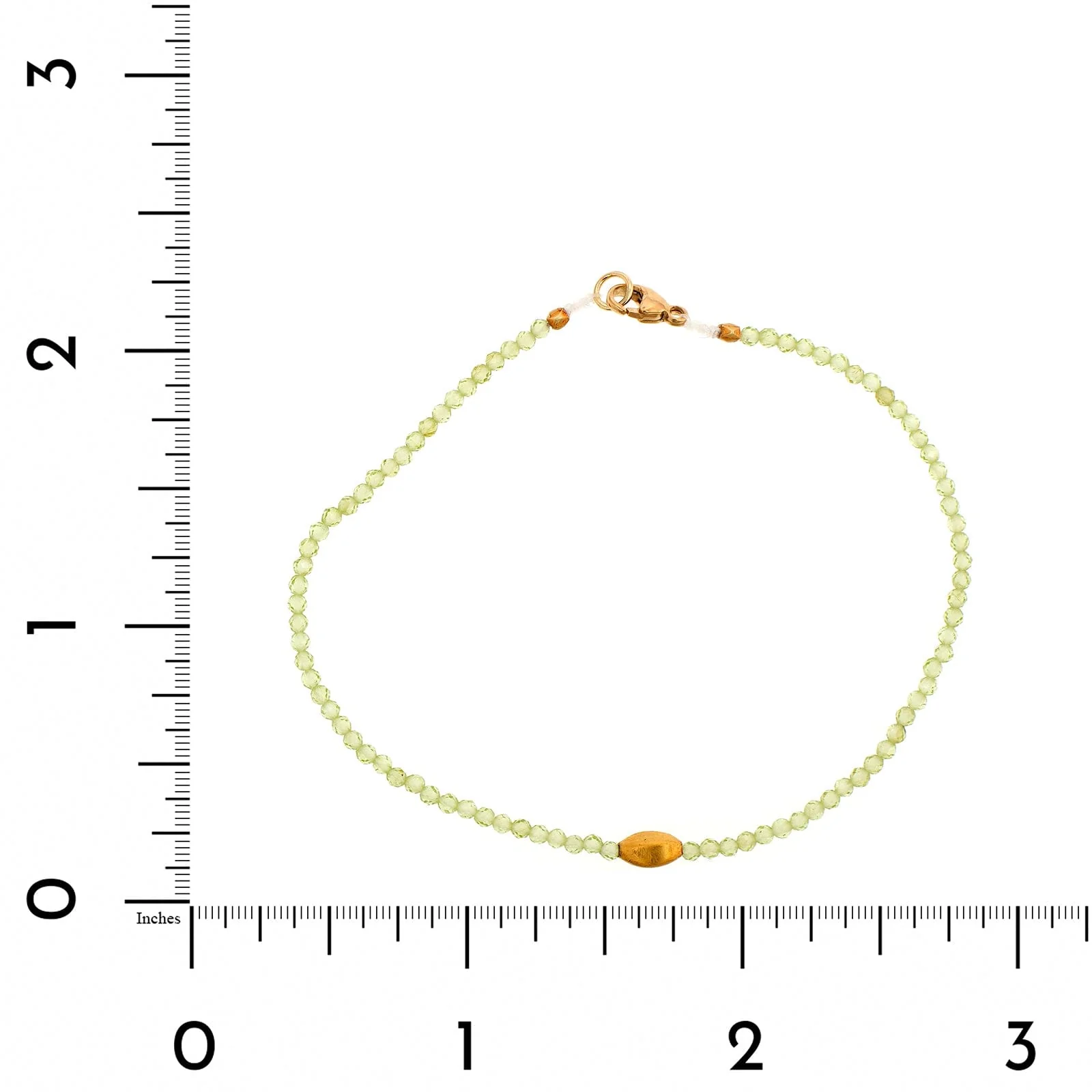 18K Yellow Gold Peridot Beaded Bracelet - Image 2