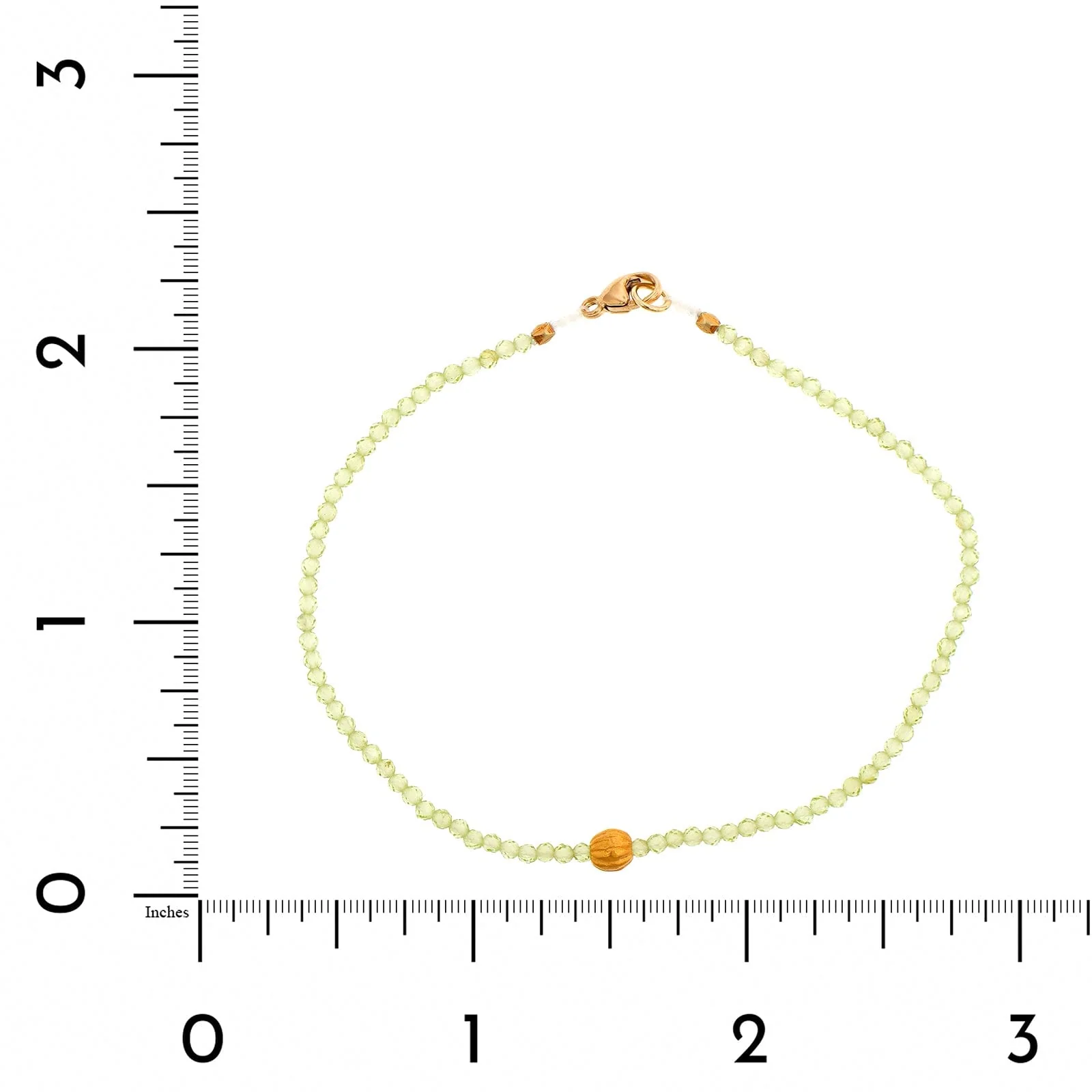 18K Yellow Gold Peridot Beaded Bracelet - Image 2