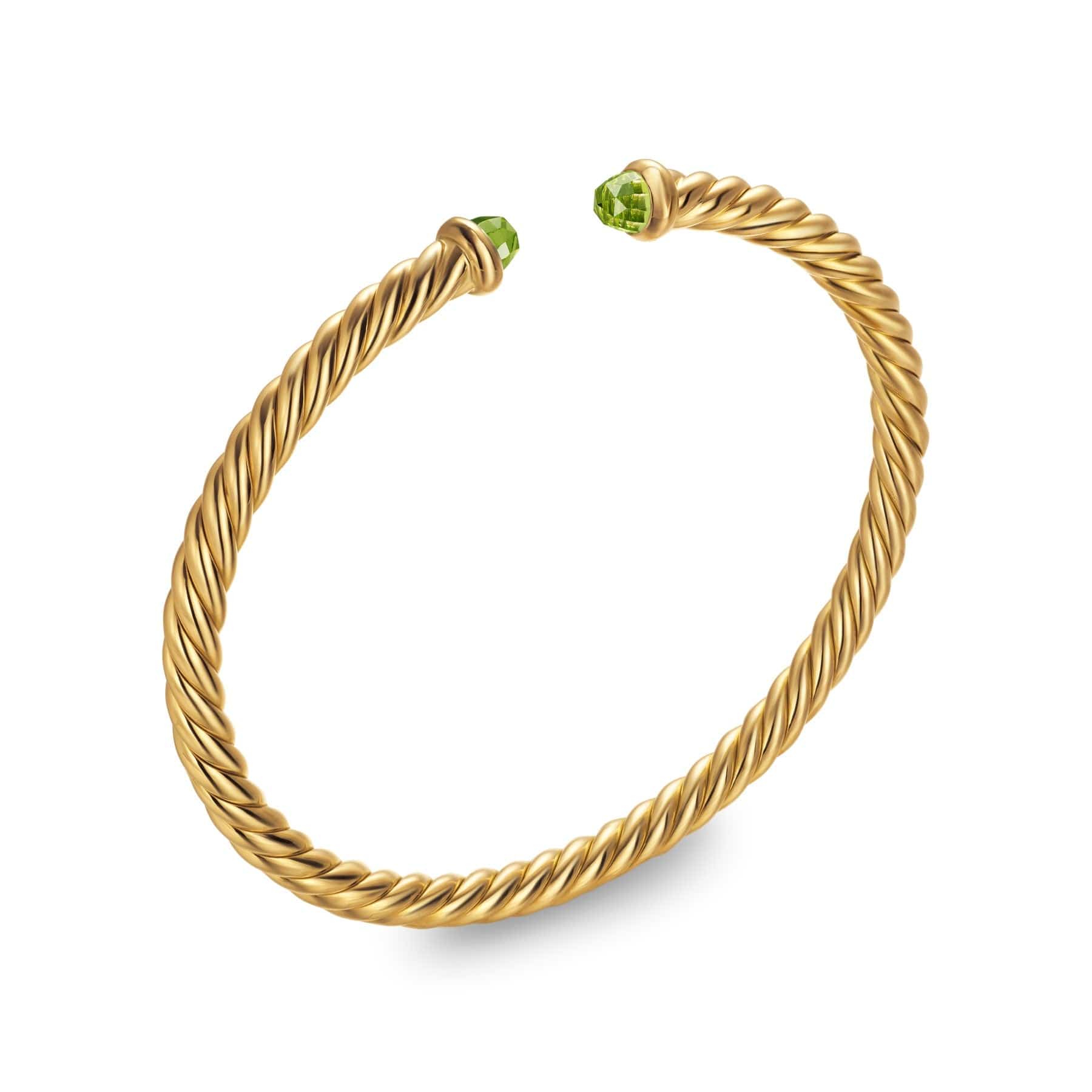 Cablespira® Flex Bracelet 18K Yellow Gold with Peridot, 4mm - Image 3