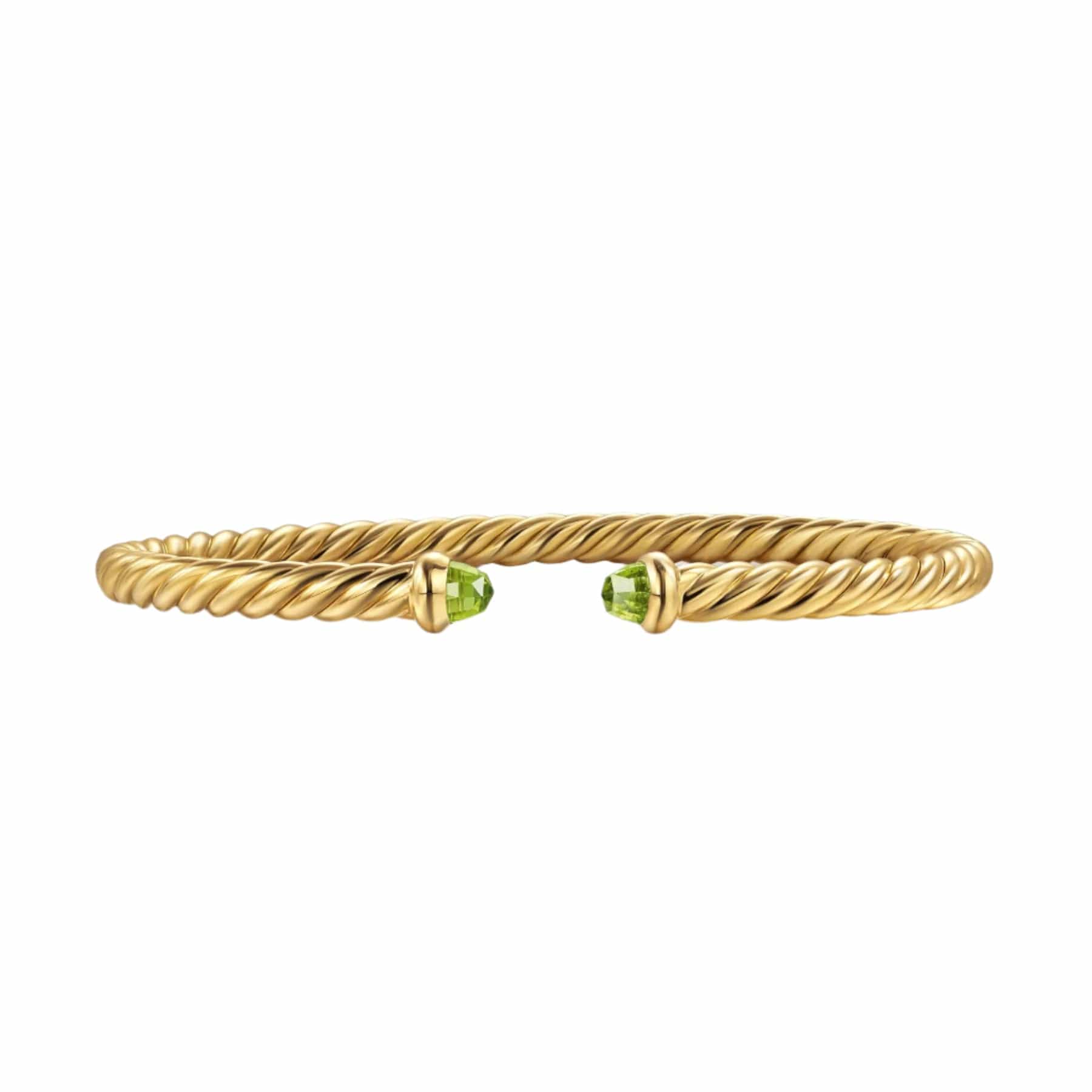 Cablespira® Flex Bracelet 18K Yellow Gold with Peridot, 4mm - Image 2