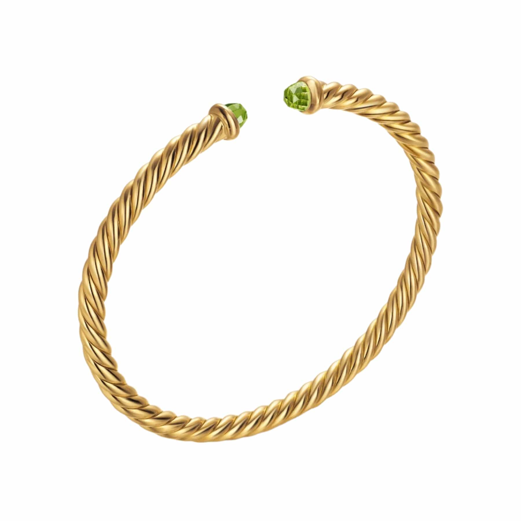 Cablespira® Flex Bracelet 18K Yellow Gold with Peridot, 4mm - Image 3