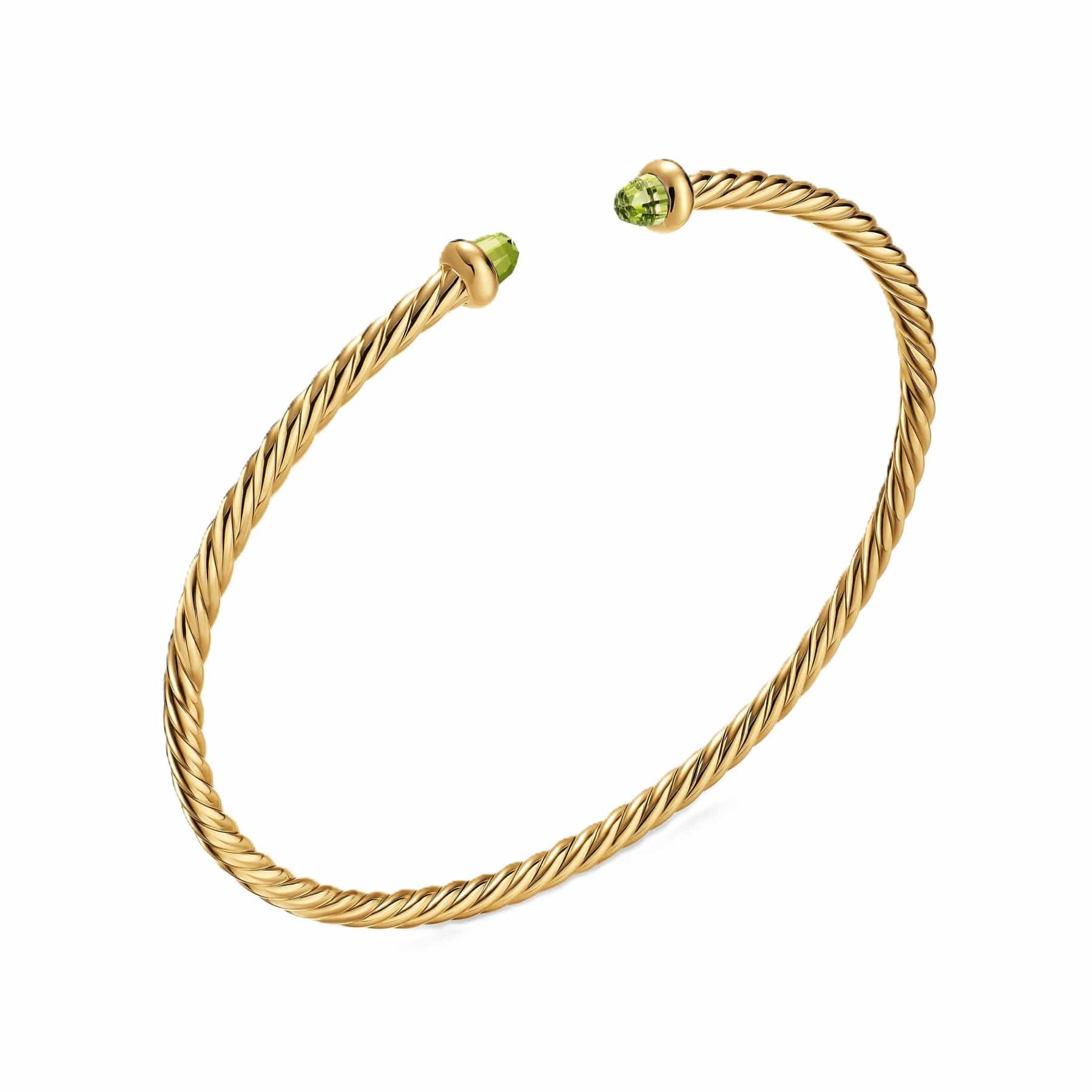 Micro Cablespira® Flex Bracelet 18K Yellow Gold with Peridot, 2.6mm - Image 2