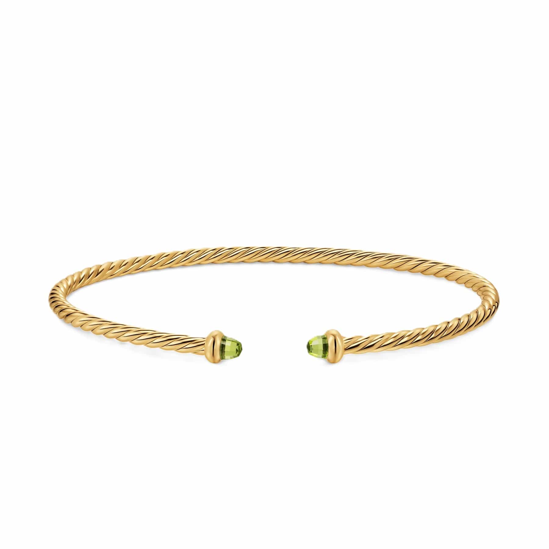 Micro Cablespira® Flex Bracelet 18K Yellow Gold with Peridot, 2.6mm - Image 3