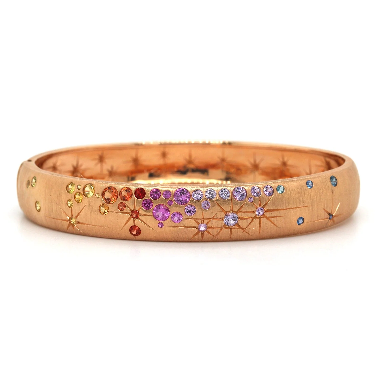 Penny Preville 18K Rose Gold Rainbow Sapphire Galaxy Bangle