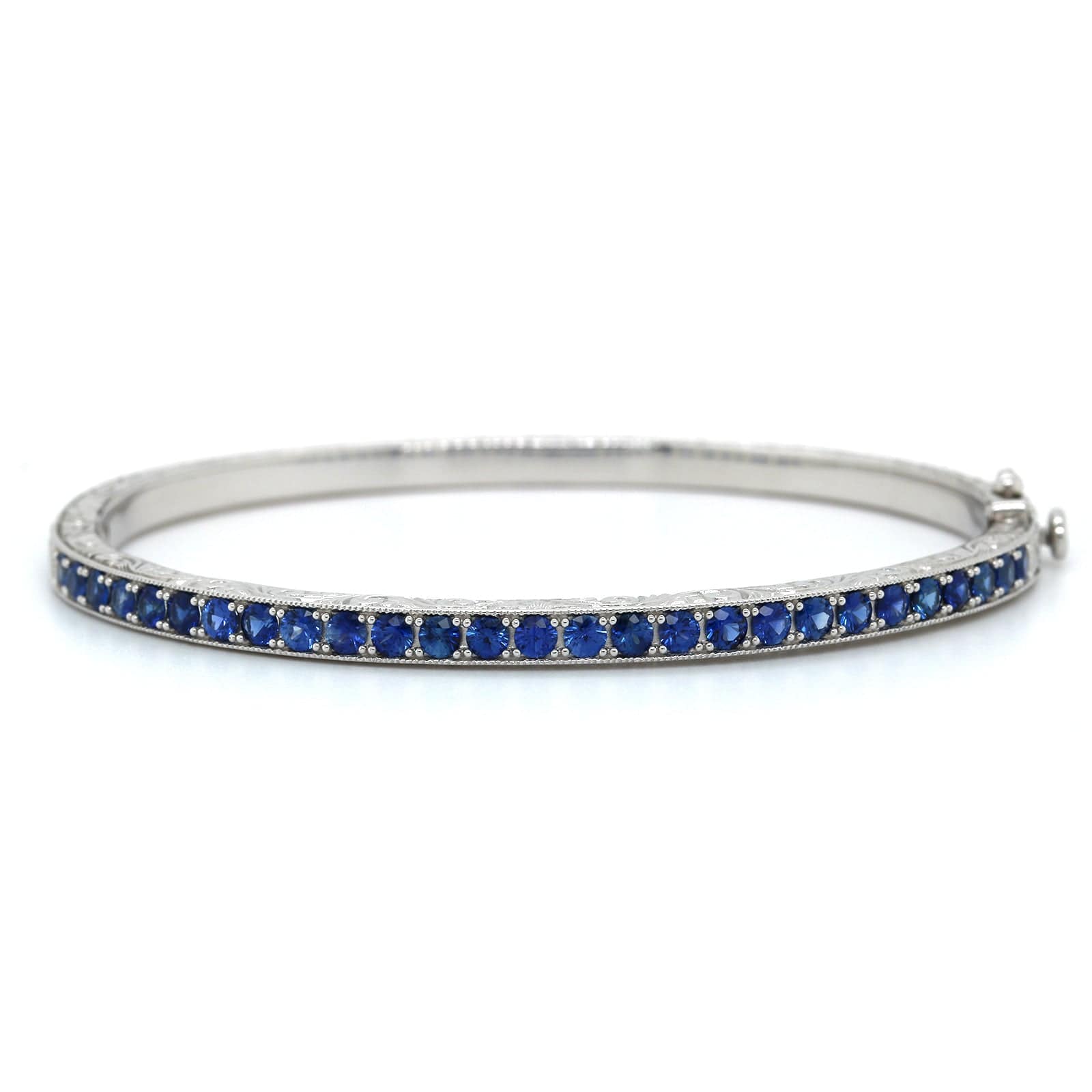 Penny Preville 18K White Gold Blue Sapphire Bangle - Image 4
