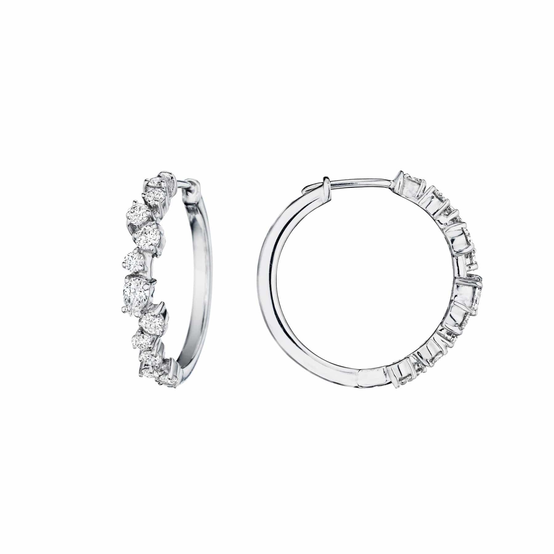 Penny Preville 18K White Gold Diamond Round Hoop Earrings