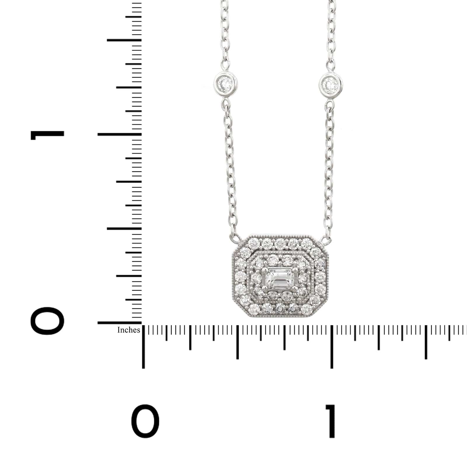 Penny Preville 18K White Gold Double Row Emerald-Cut Diamond Pendant - Image 3
