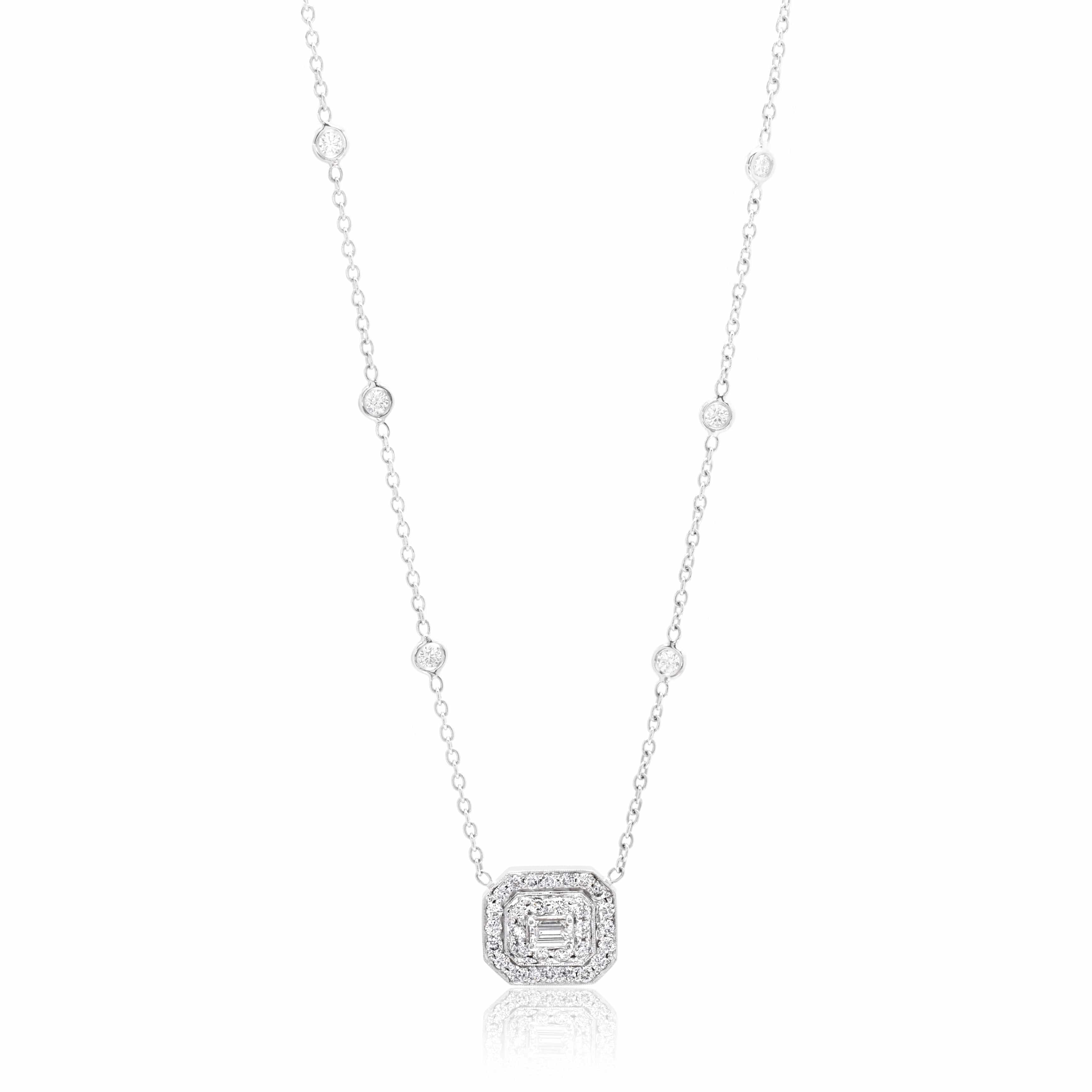 Penny Preville 18K White Gold Double Row Emerald-Cut Diamond Pendant - Image 4