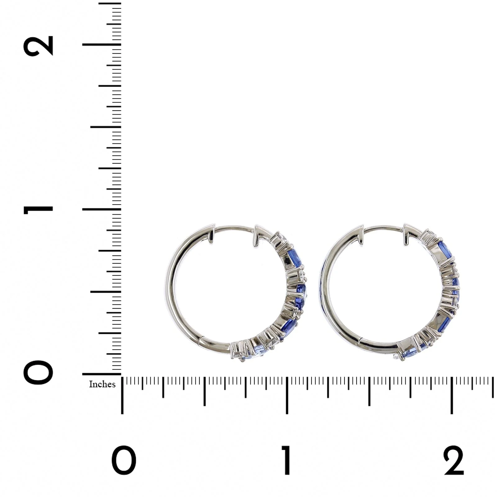 Penny Preville 18K White Gold Ombre Sapphire and Diamond Hoop Earrings - Image 2