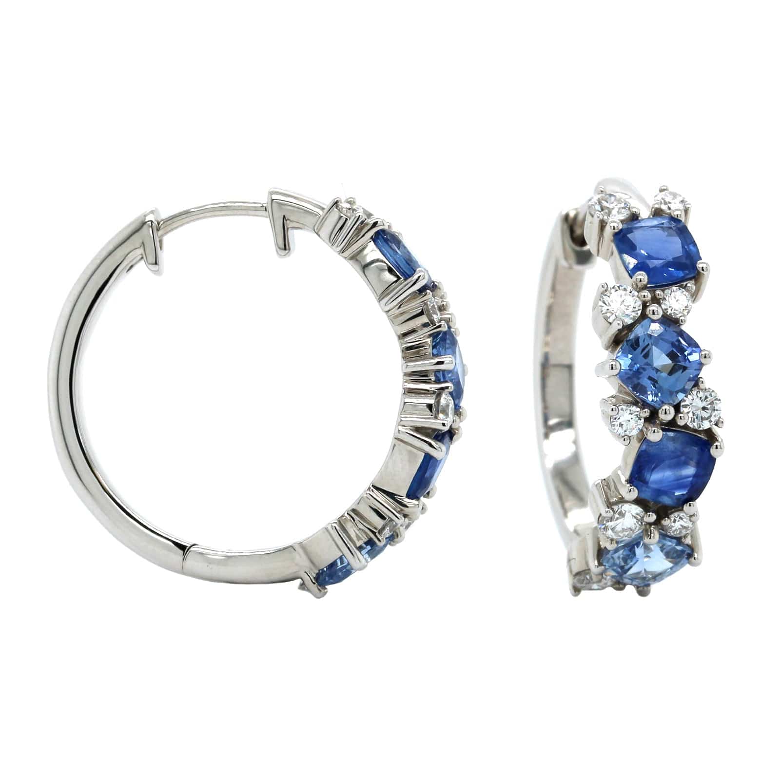 Penny Preville 18K White Gold Ombre Sapphire and Diamond Hoop Earrings - Image 3