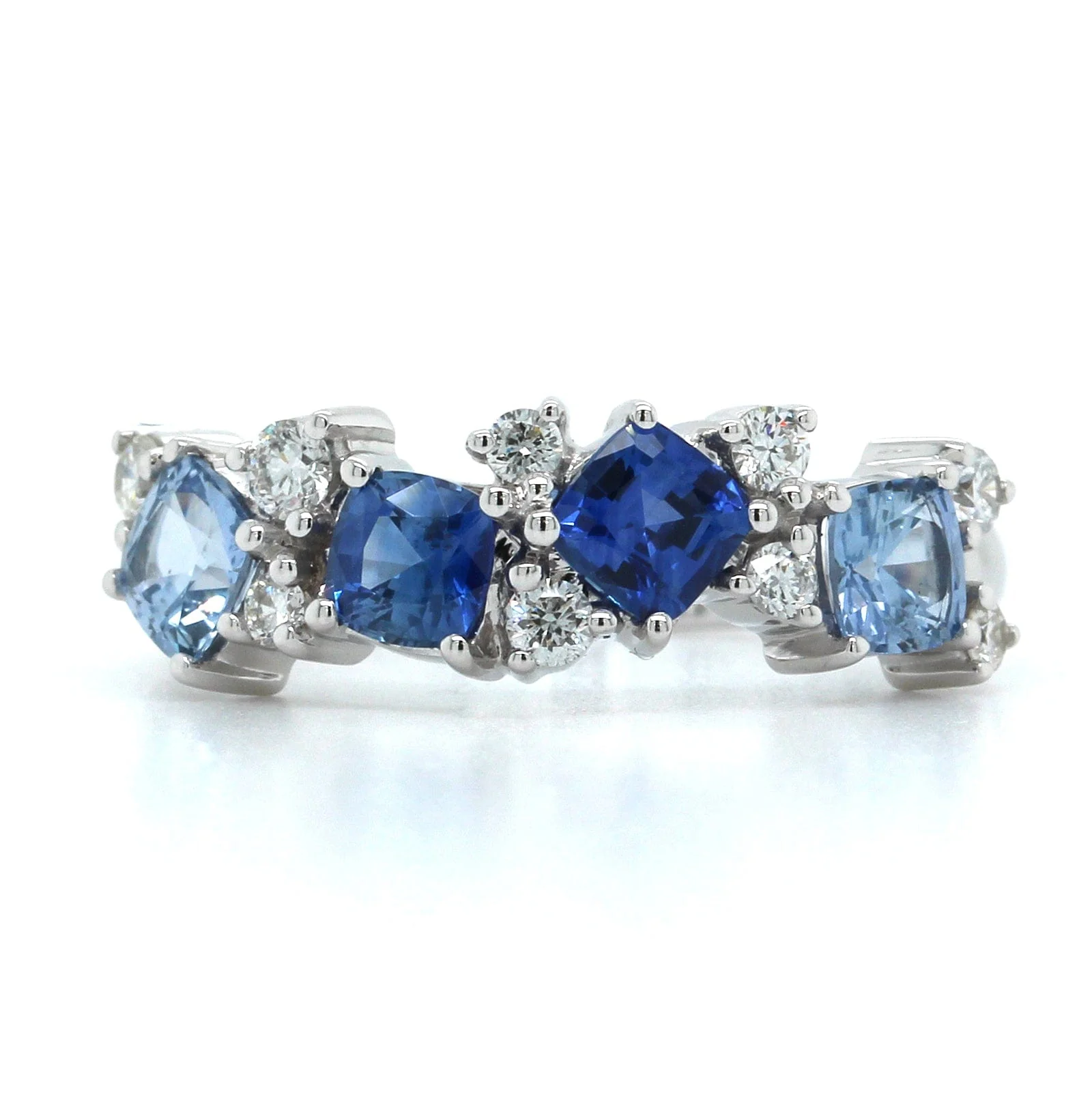 Penny Preville 18K White Gold Ombre Sapphire and Diamond Ring