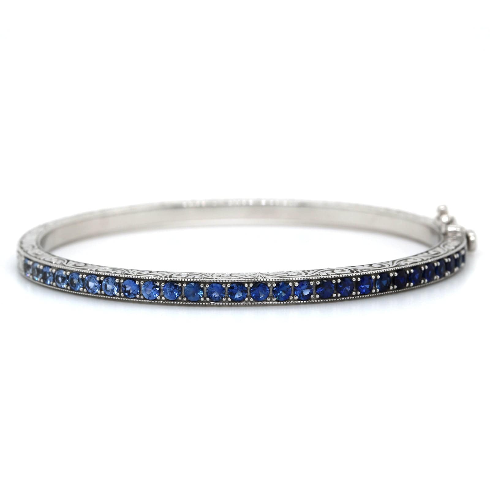 Penny Preville 18K White Gold Ombre Sapphire Bangle Bracelet - Image 4