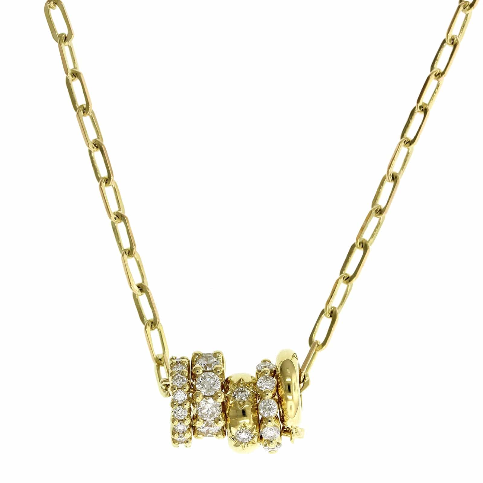 Penny Preville 18K Yellow Gold 5 Diamond Pendant Paperclip Chain Necklace - Image 3