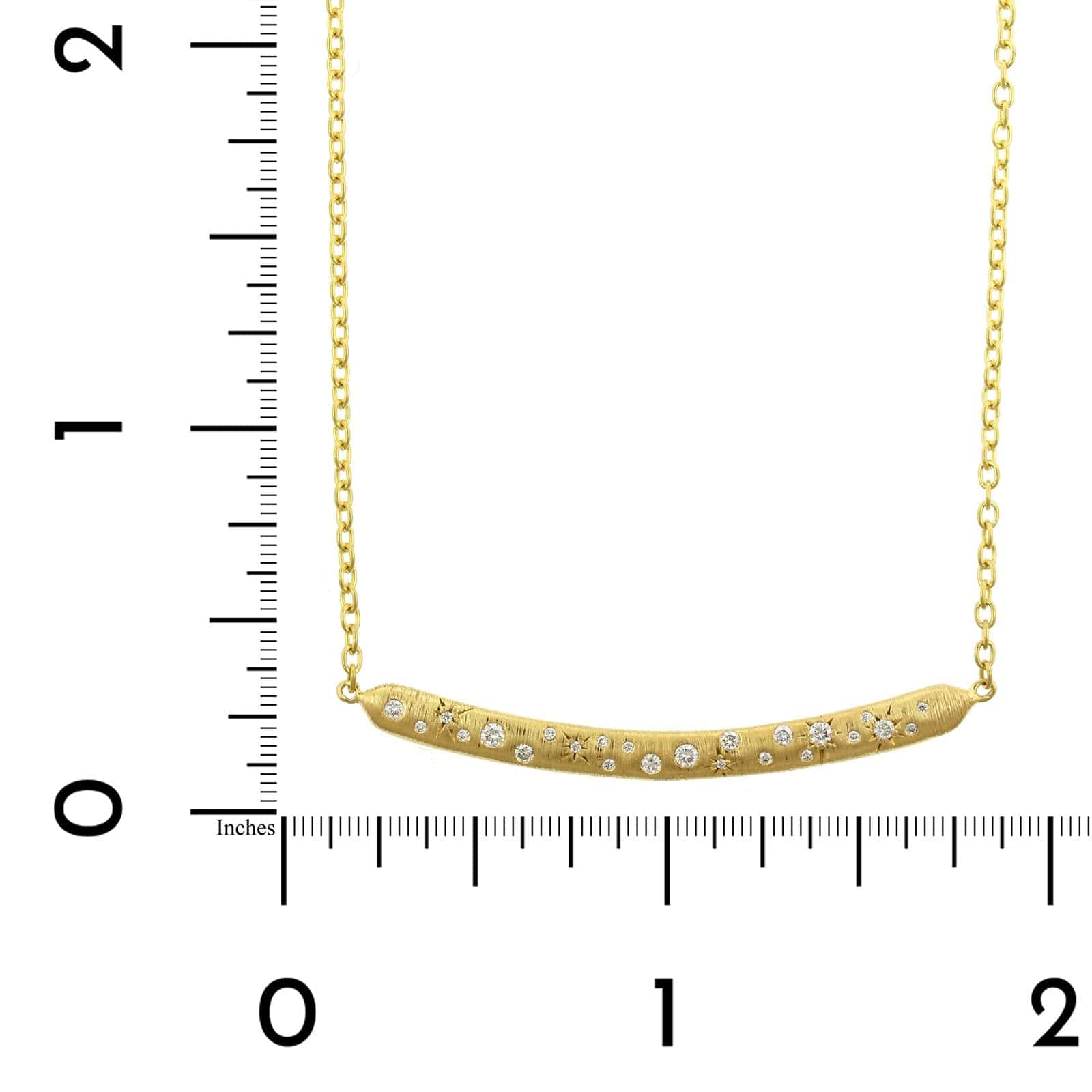 Penny Preville 18K Yellow Gold Diamond Curve Bar Necklace - Image 3