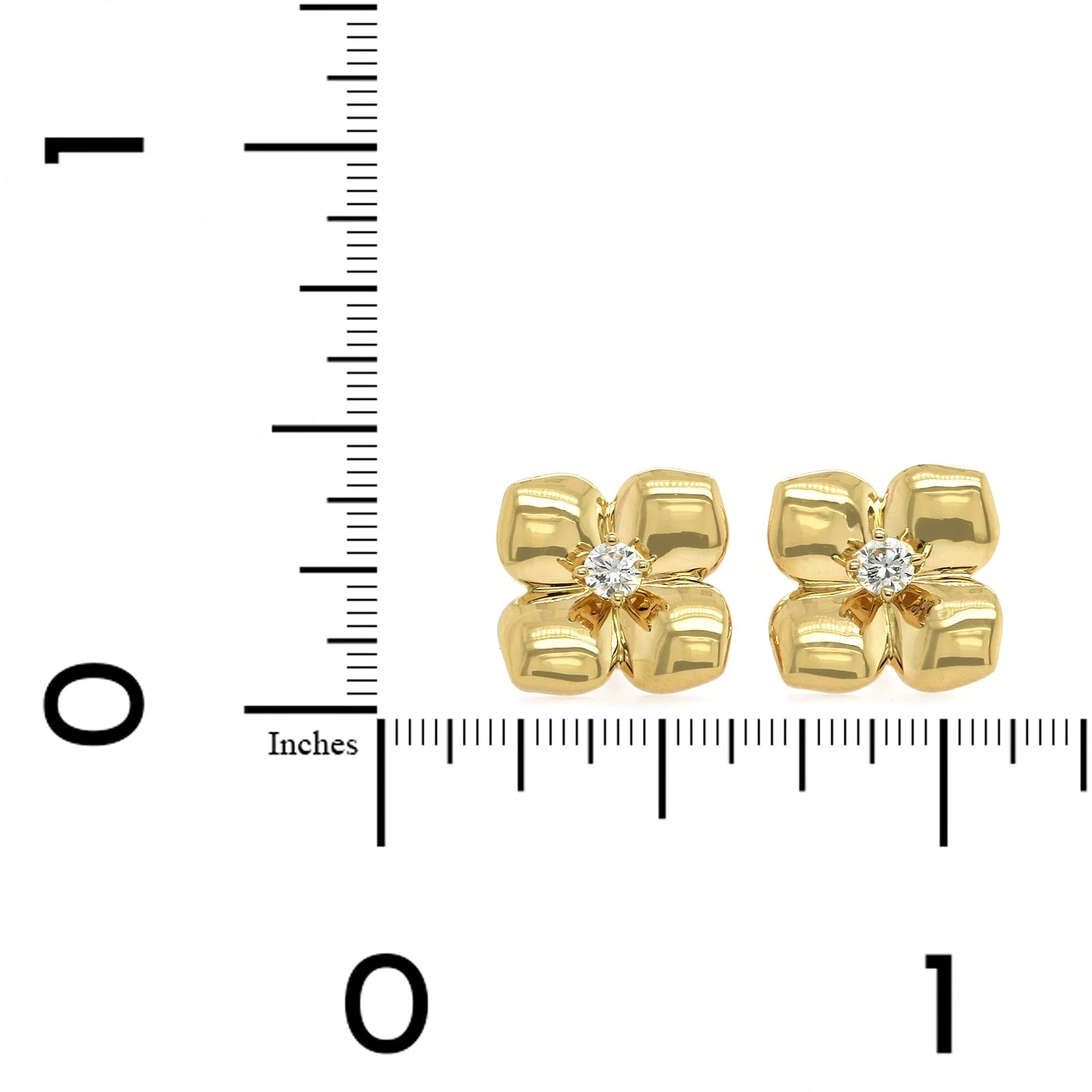 Penny Preville 18K Yellow Gold Diamond Flower Stud Earrings - Image 2