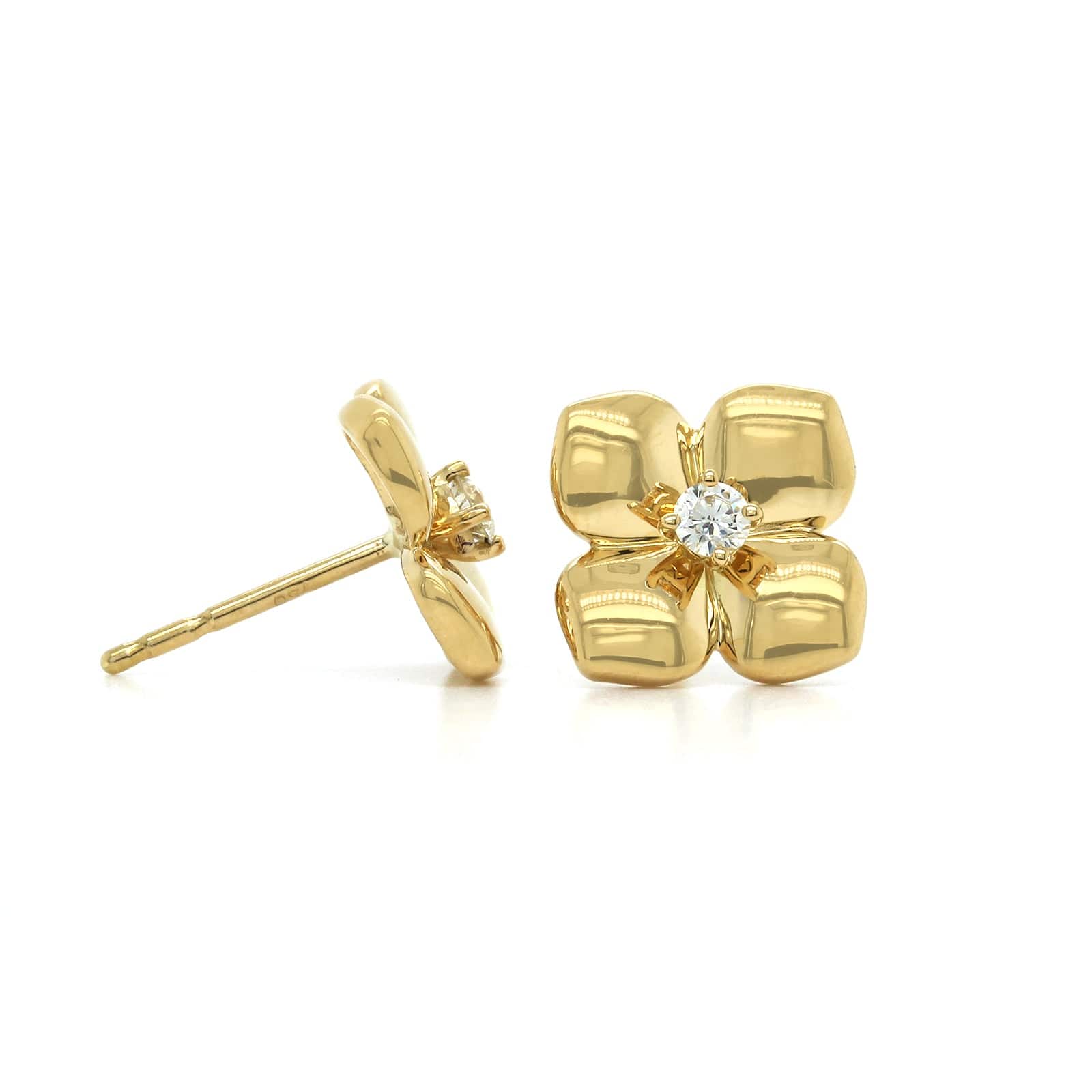 Penny Preville 18K Yellow Gold Diamond Flower Stud Earrings - Image 3