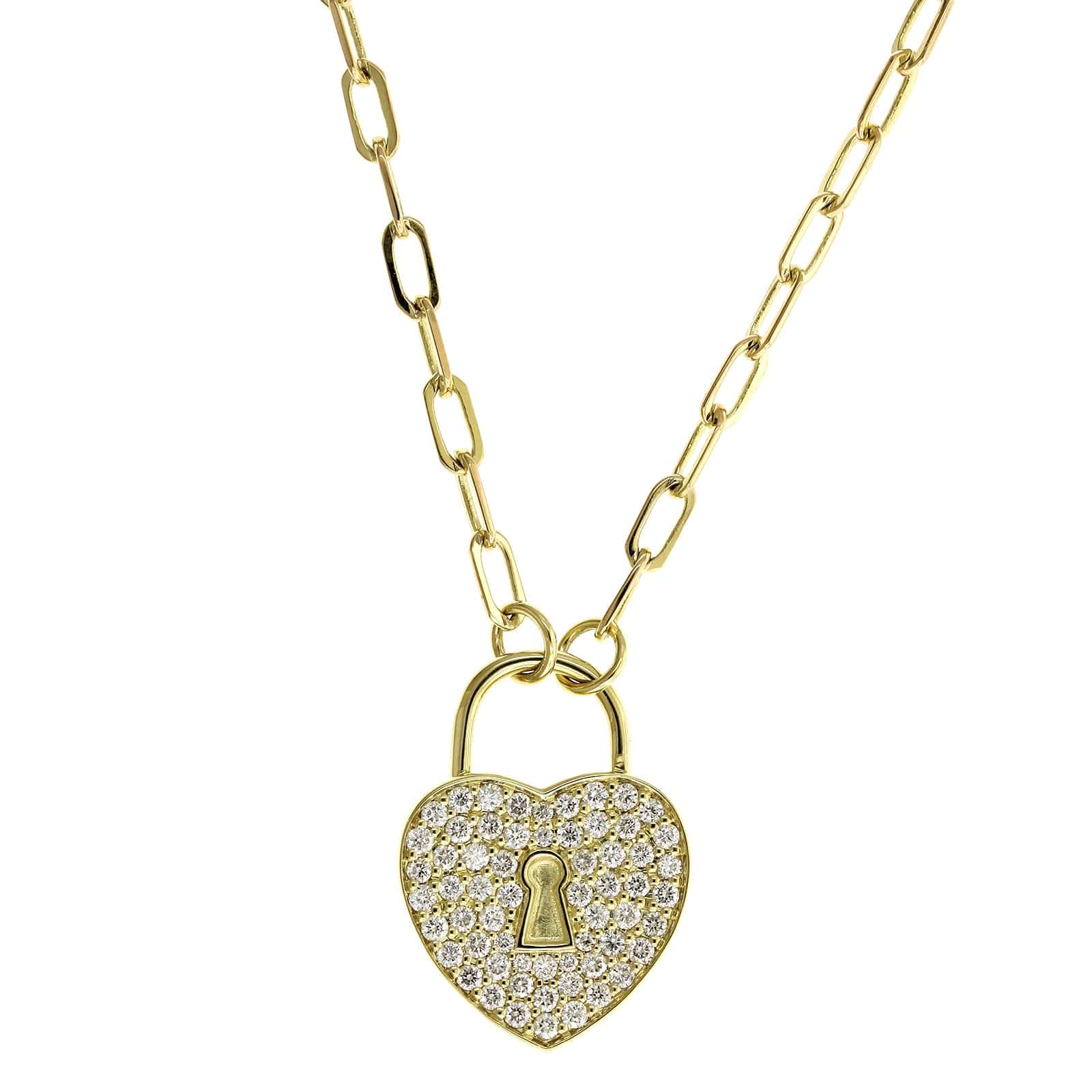 Penny Preville 18K Yellow Gold Diamond Heart Charm Lock Necklace - Image 5